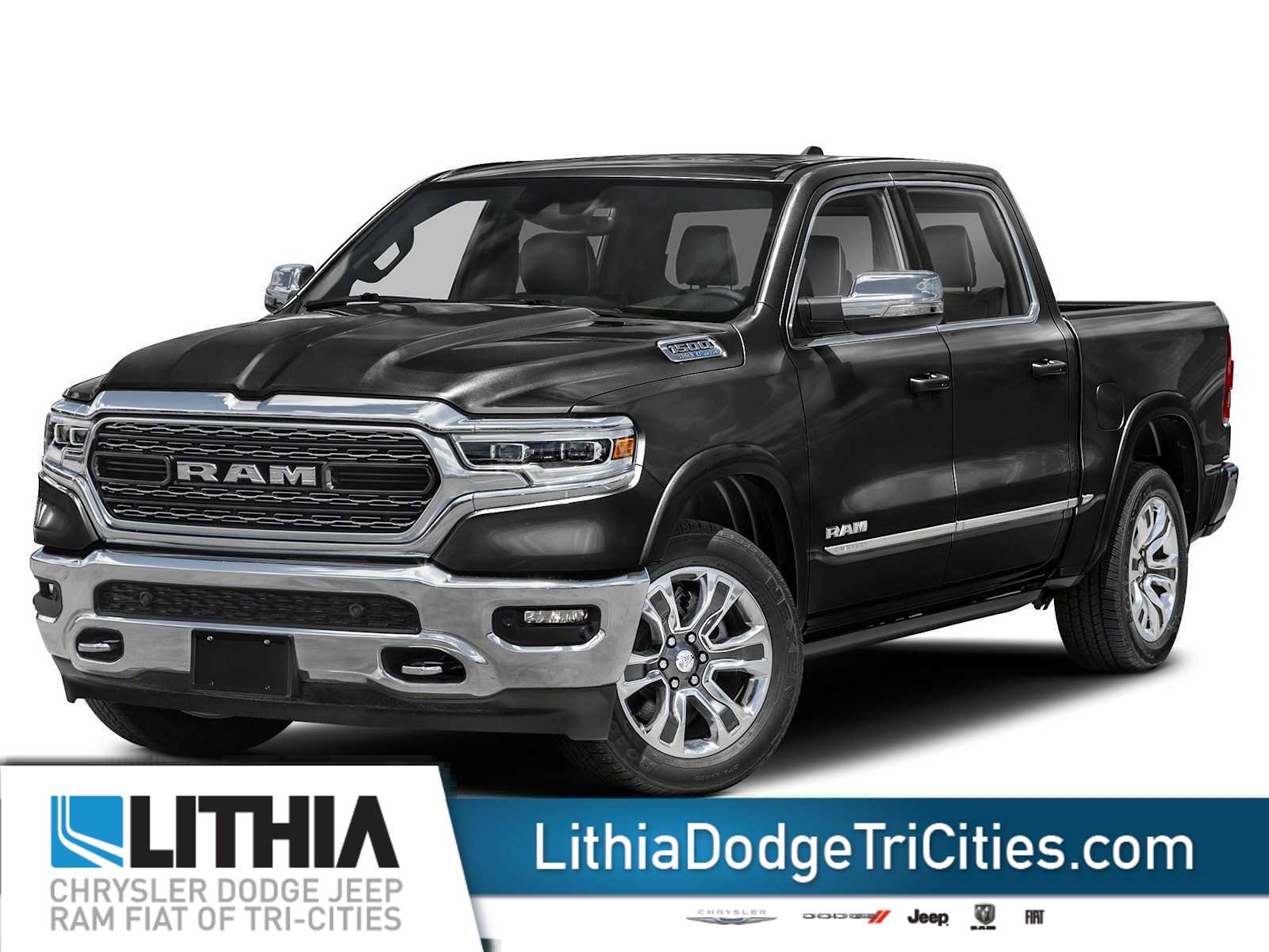 Diamond Black Crystal Pearl 2024 RAM 1500 Limited Crew Cab 4WD Pickup Truck Four-Wheel Drive 8-Speed Automatic