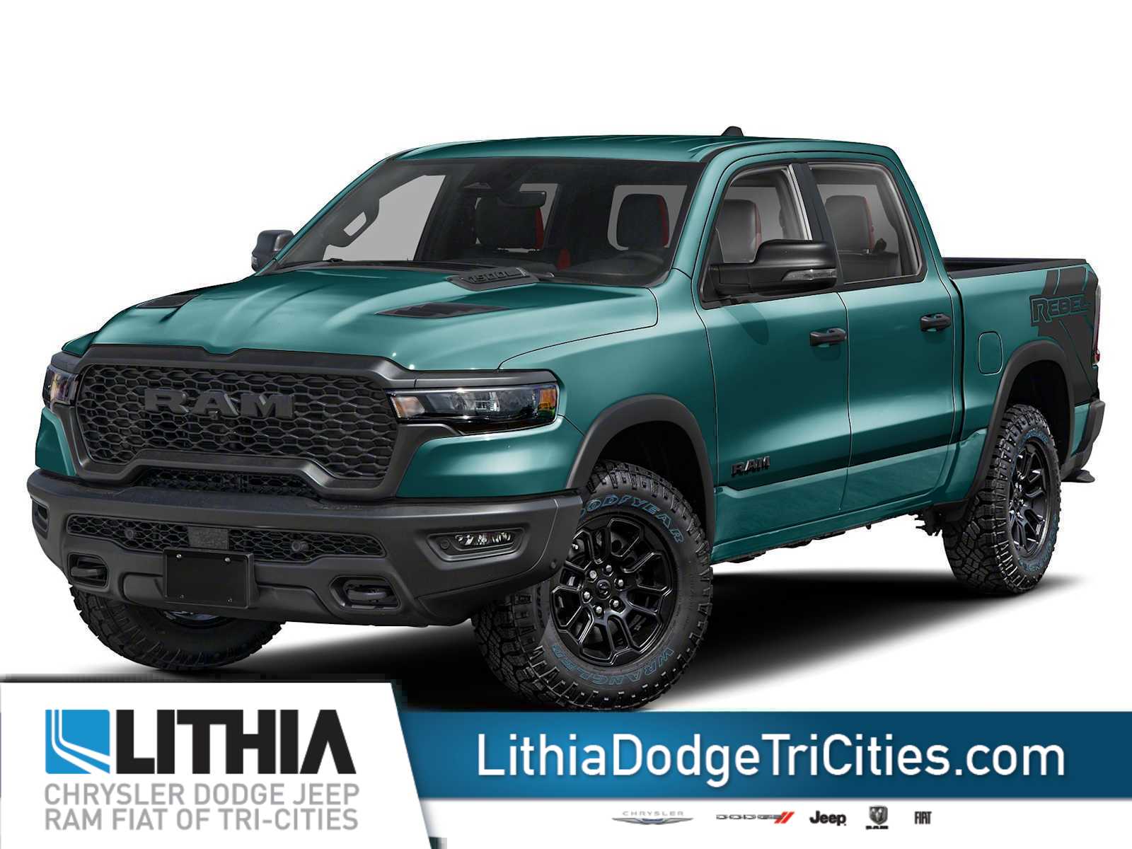 Serrano Green Metallic 2026 RAM 1500 Rebel Crew Cab 4WD Pickup Truck Four-Wheel Drive 8-Speed Automatic