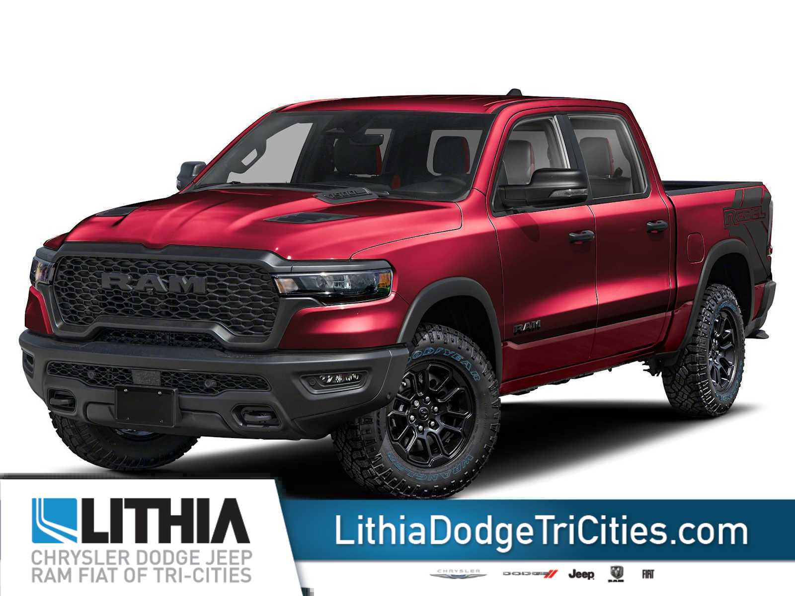 Delmonico Red Pearlcoat 2025 RAM 1500 Rebel Crew Cab 4WD Pickup Truck Four-Wheel Drive 8-Speed Automatic