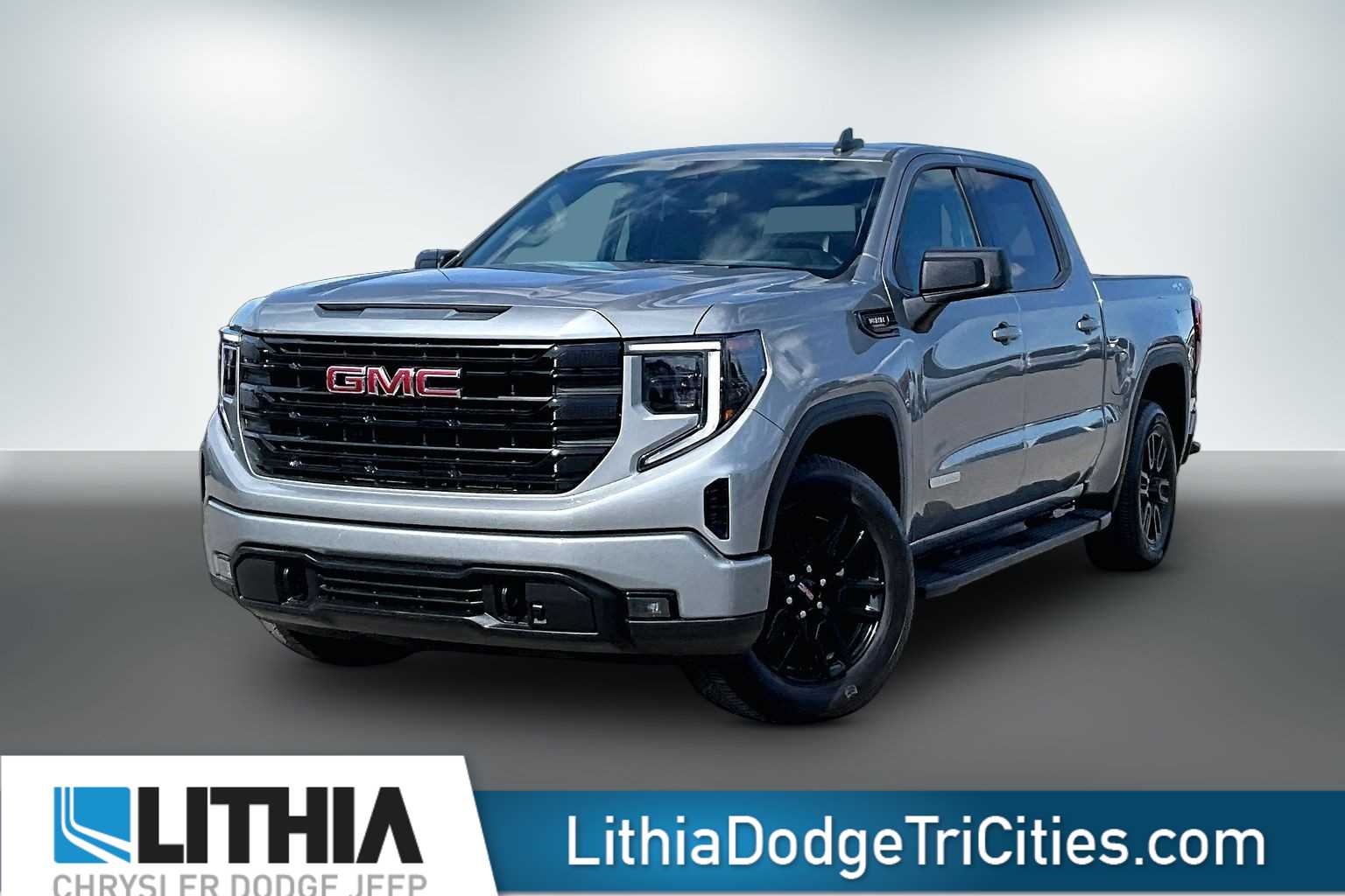 Gray 2025 GMC Sierra 1500 Elevation Crew Cab 4WD Pickup Truck Four-Wheel Drive Automatic