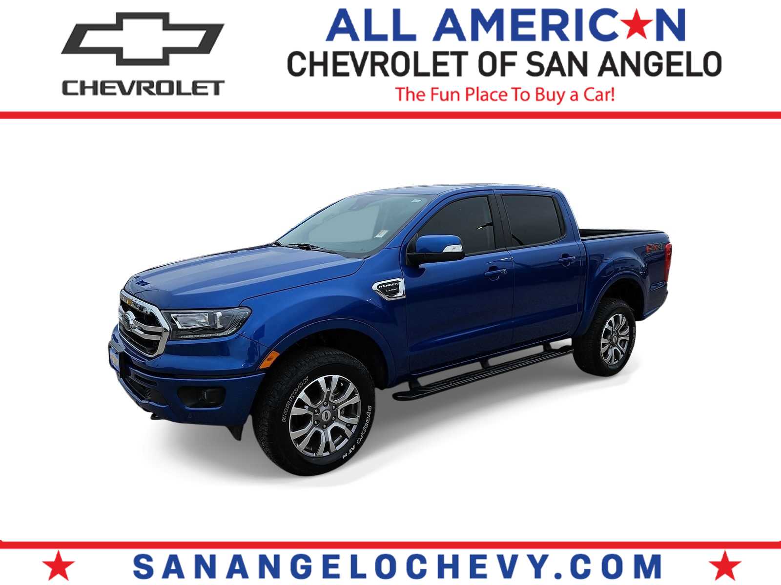 Lightning Blue Metallic 2020 Ford Ranger Lariat SuperCrew 4WD Pickup Truck Four-Wheel Drive Automatic
