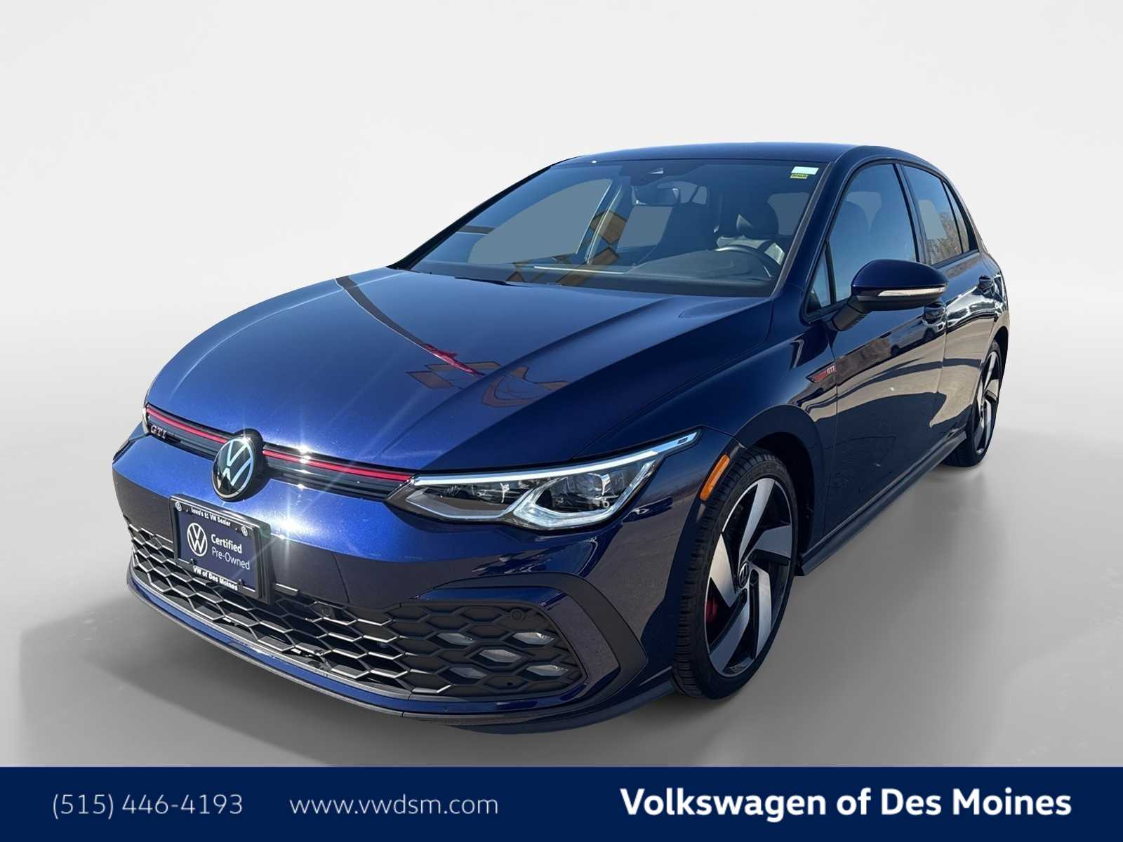 Atlantic Blue Metallic 2023 Volkswagen Golf GTI 2.0T S FWD Hatchback Front-Wheel Drive 7-Speed Automatic