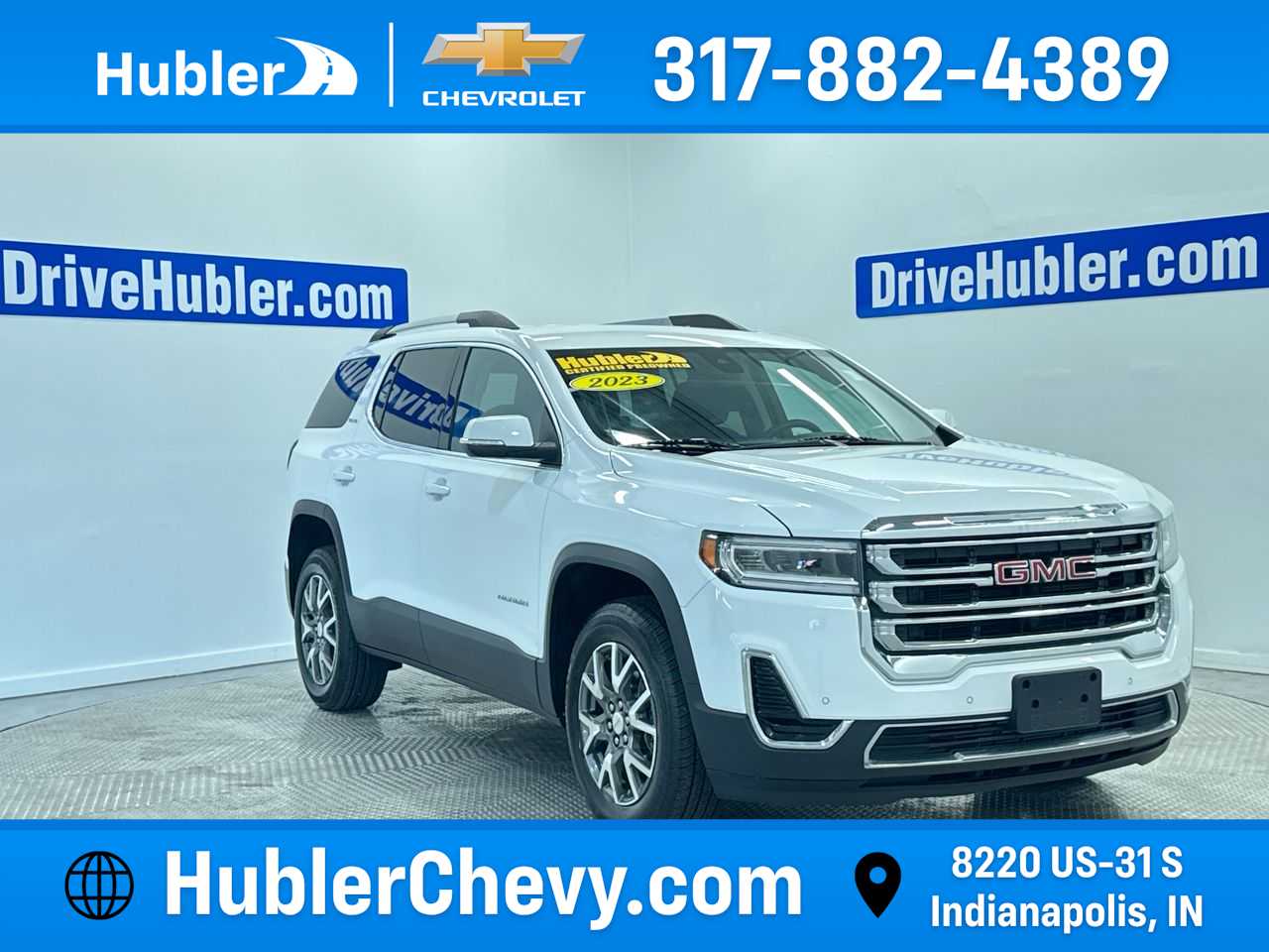 Summit White 2023 GMC Acadia SLE AWD SUV / Crossover Four-Wheel Drive 9-Speed Automatic