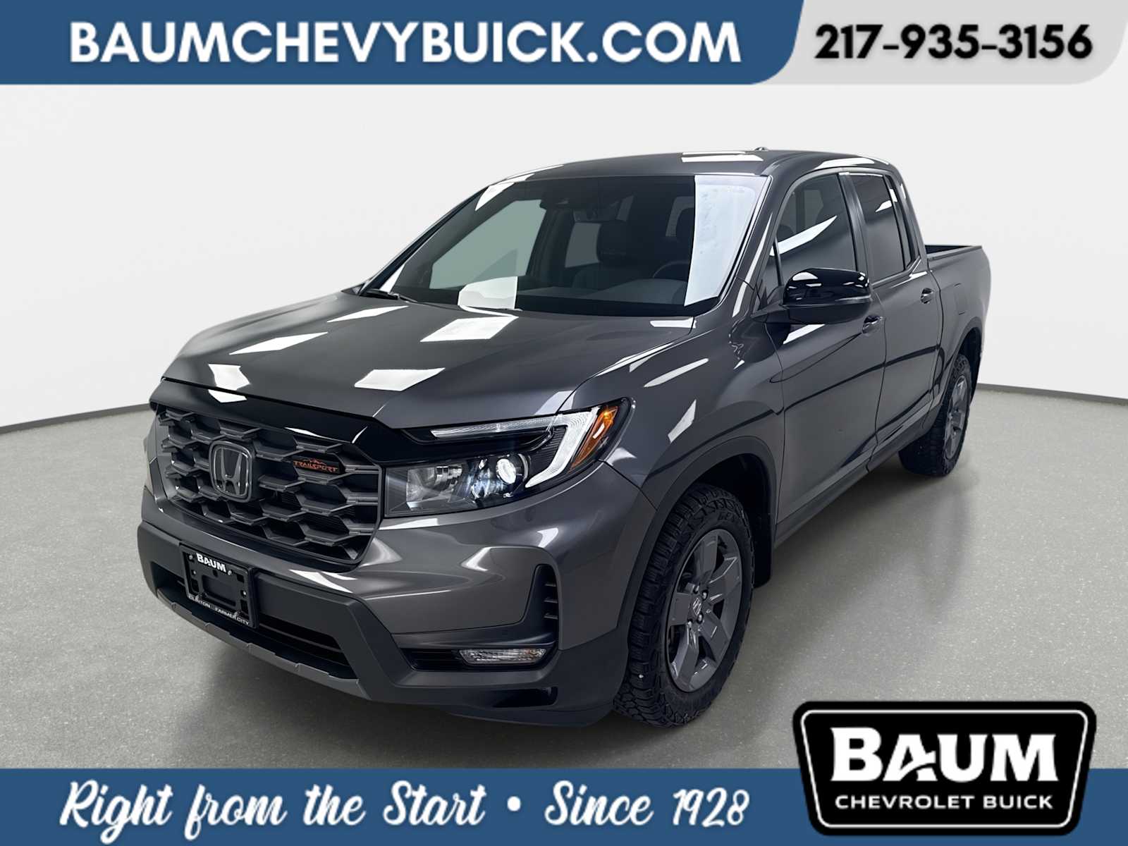 Gray (Modern Steel Metallic) 2025 Honda Ridgeline Pickup Truck All-Wheel Drive 9-Speed Automatic