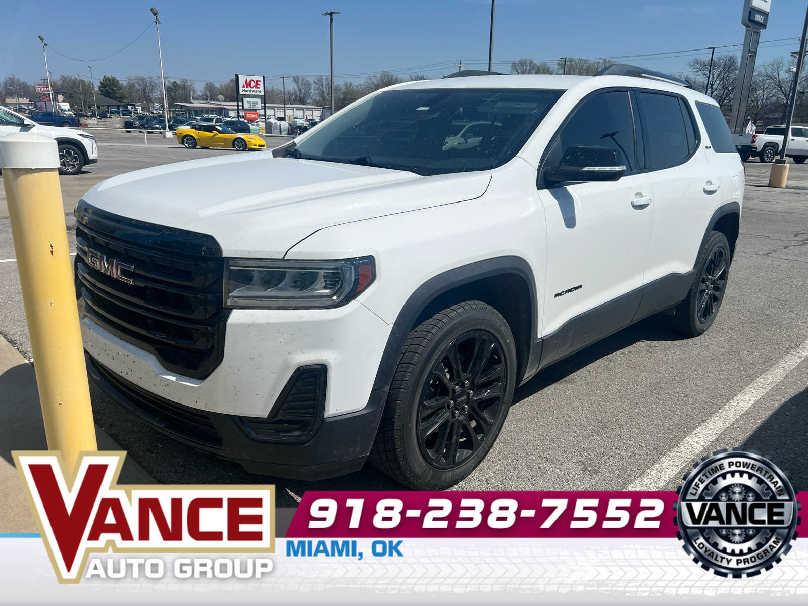 Summit White 2021 GMC Acadia SLE FWD SUV / Crossover Front-Wheel Drive 9-Speed Automatic