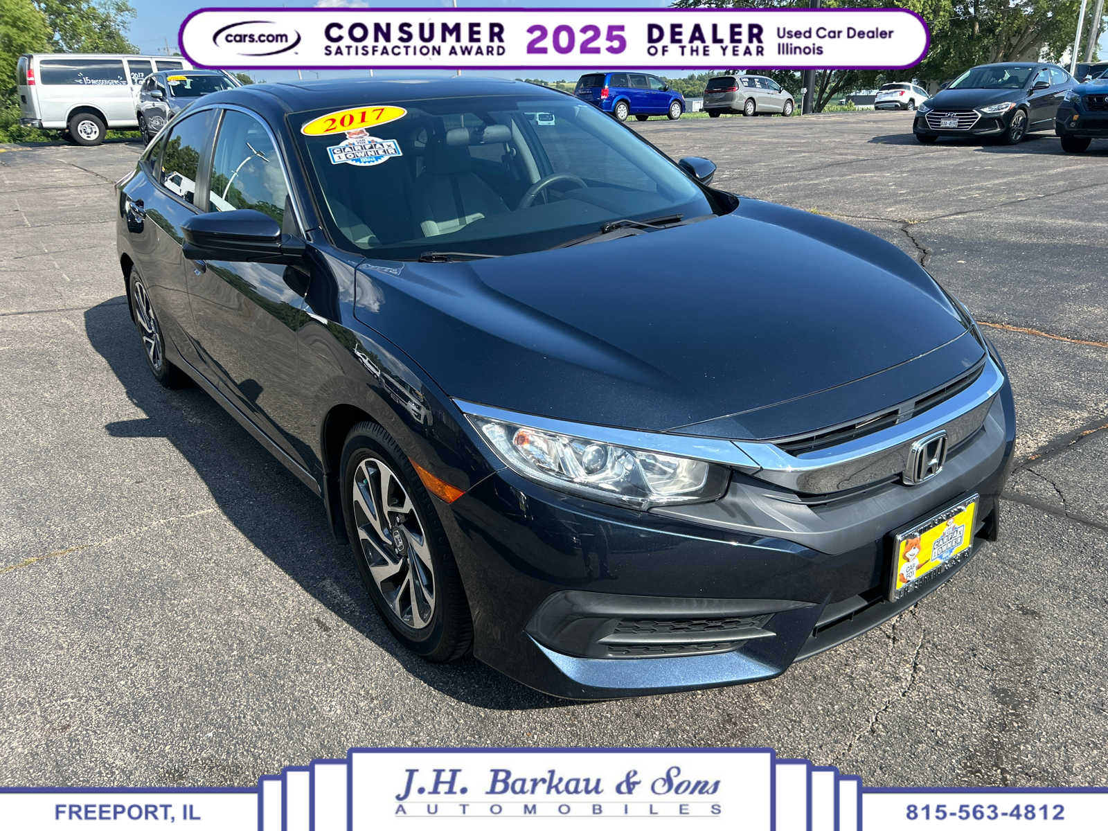 Blue 2017 Honda Civic Sedan Front-Wheel Drive Continuously Variable Transmission