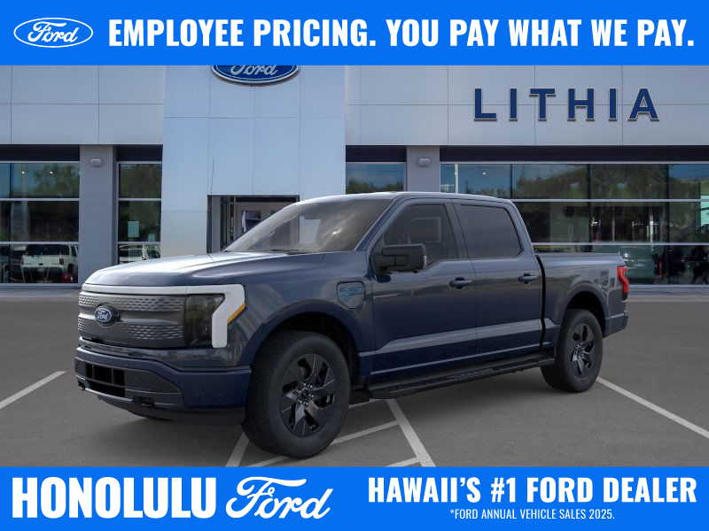 Antimatter Blue Metallic 2025 Ford F-150 Lightning Flash SuperCrew AWD Pickup Truck All-Wheel Drive 1-Speed Automatic