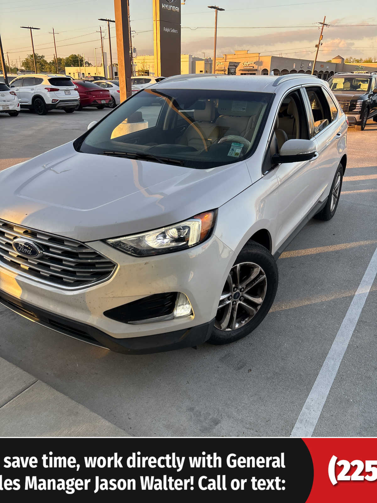 White Platinum Metallic Tri-Coat 2019 Ford Edge SEL FWD SUV / Crossover Front-Wheel Drive 8-Speed Automatic