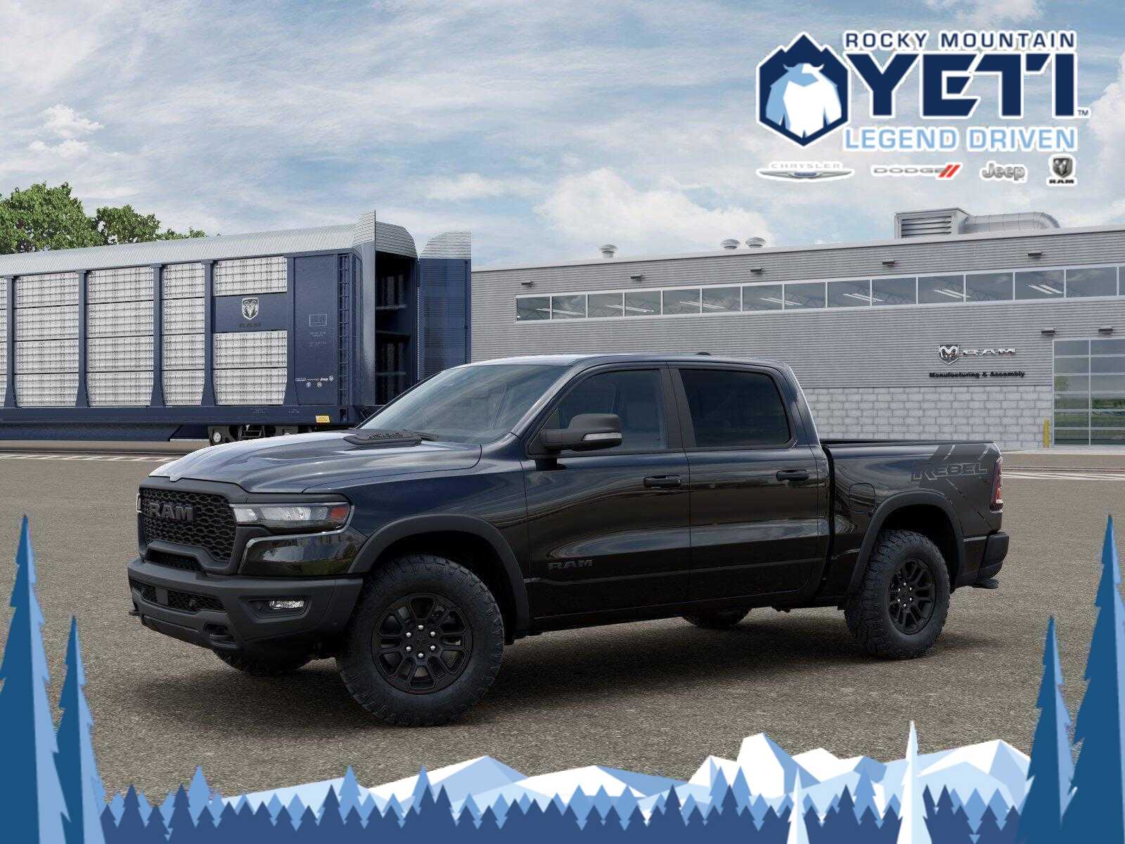Diamond Black Crystal Pearlcoat 2026 RAM 1500 Rebel Crew Cab 4WD Pickup Truck Four-Wheel Drive 8-Speed Automatic