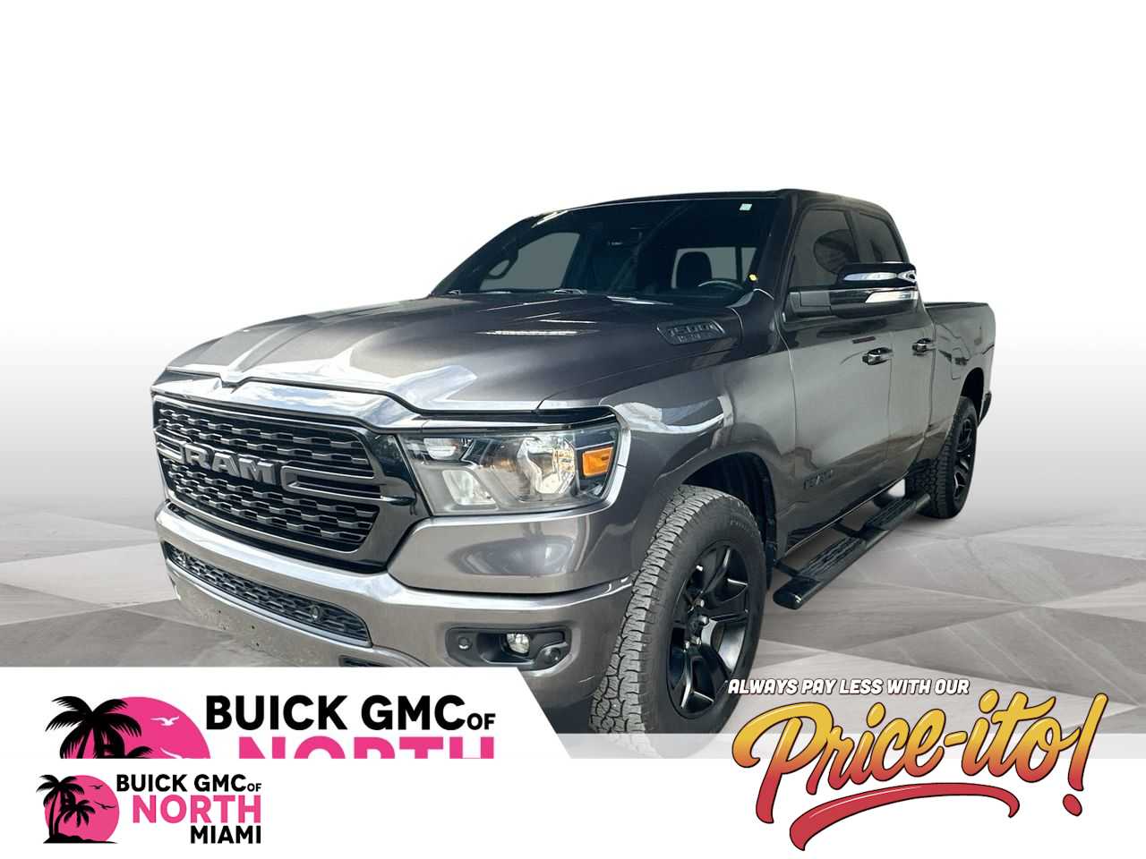 Gray (Granite Crystal Metallic Clearcoat) 2022 RAM 1500 Pickup Truck Four-Wheel Drive 8-Speed Automatic