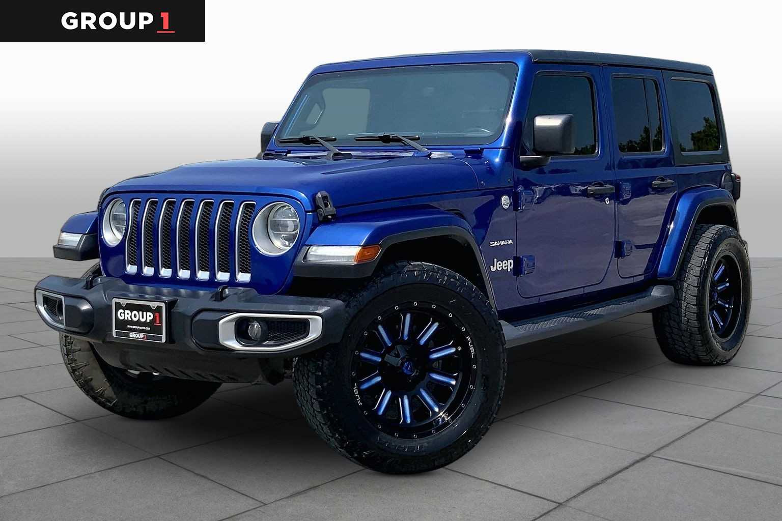 2018 Jeep Wrangler Unlimited Sahara Ocean Blue Metallic Clearcoat at Mac Haik CDJR North Houston