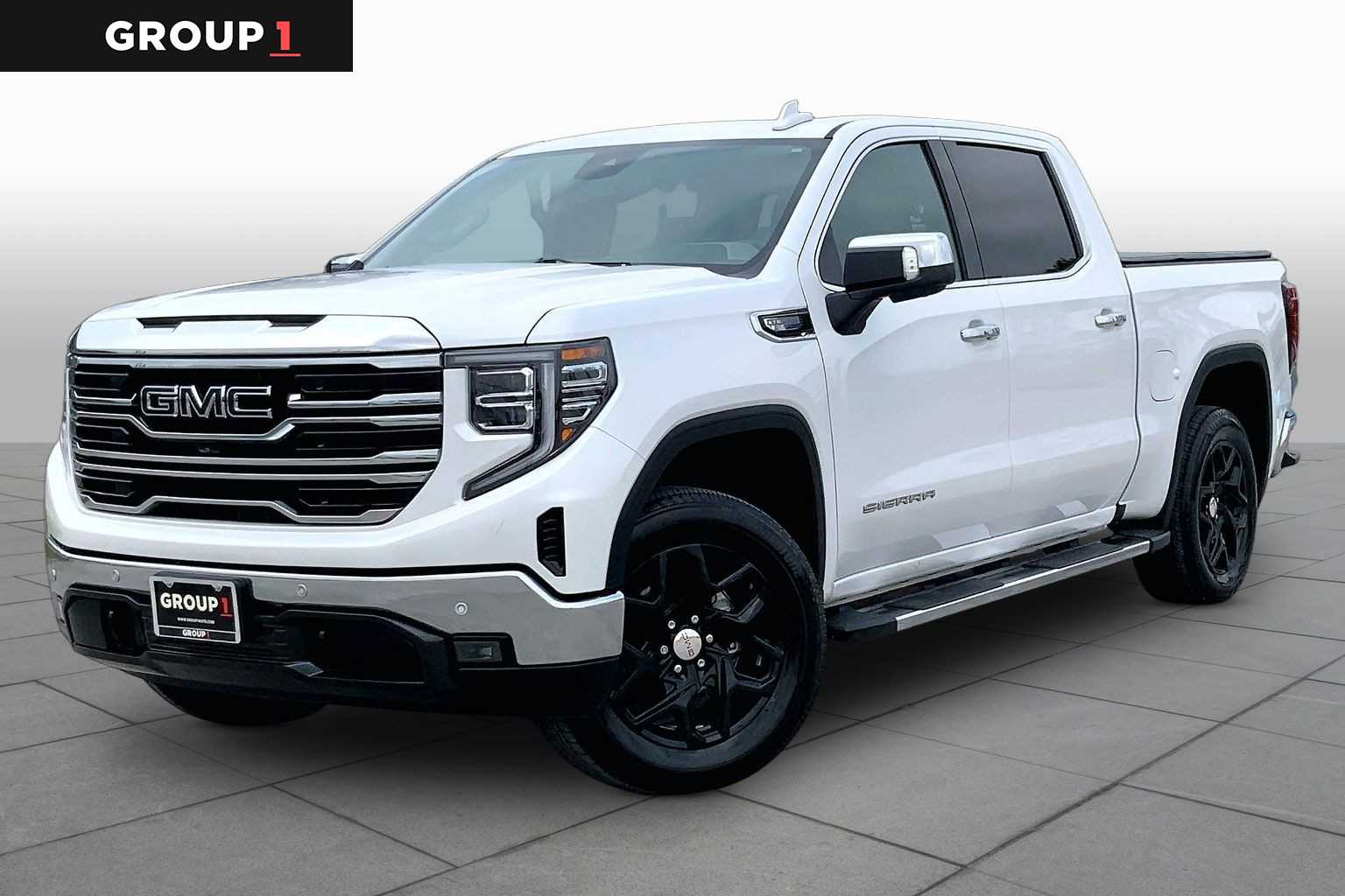 2023 GMC Sierra 1500 SLT White Frost Tricoat at Texan GMC Buick
