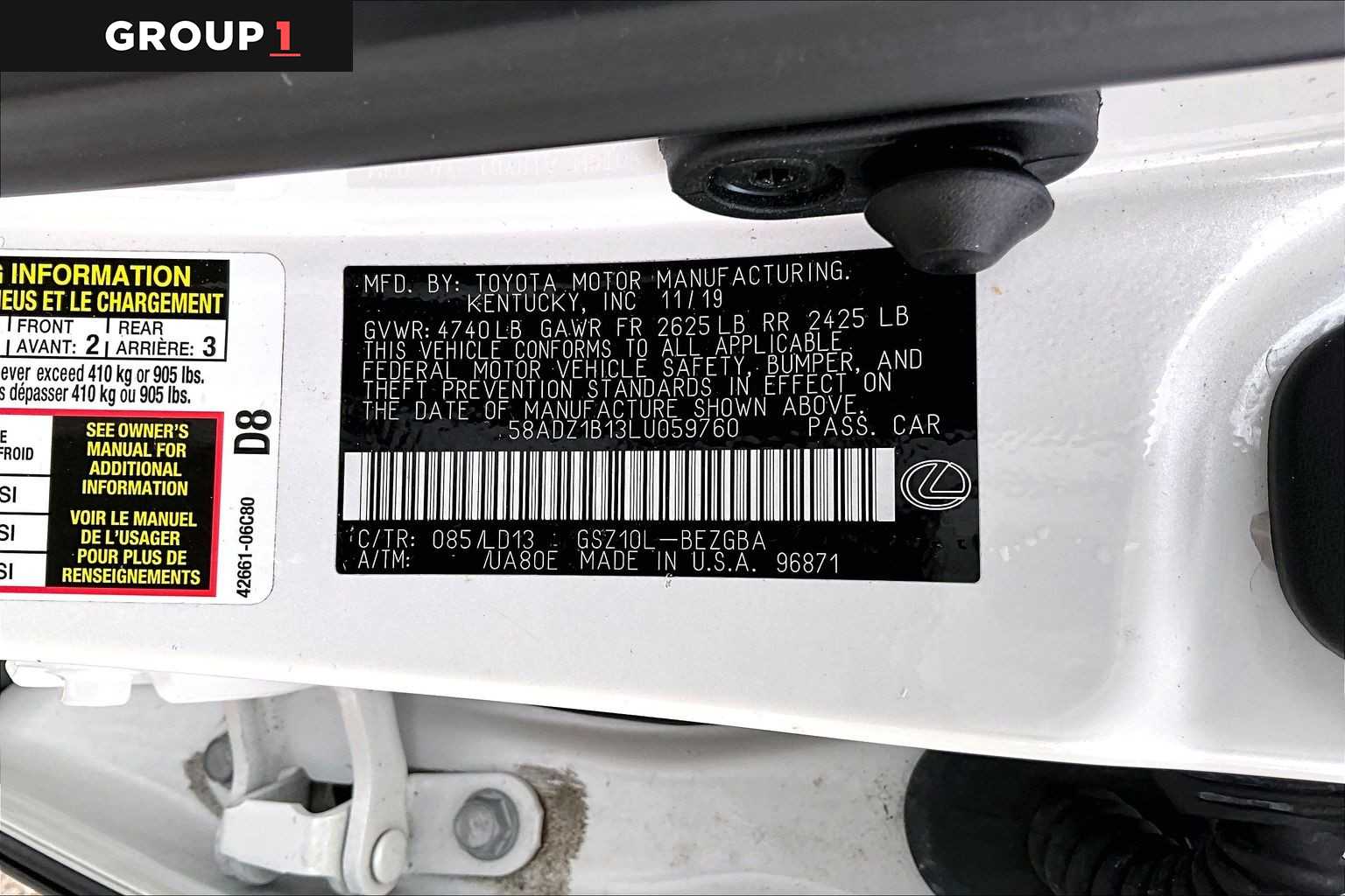 2020 Lexus ES  Eminent White Pearl at Lexus of Clear Lake