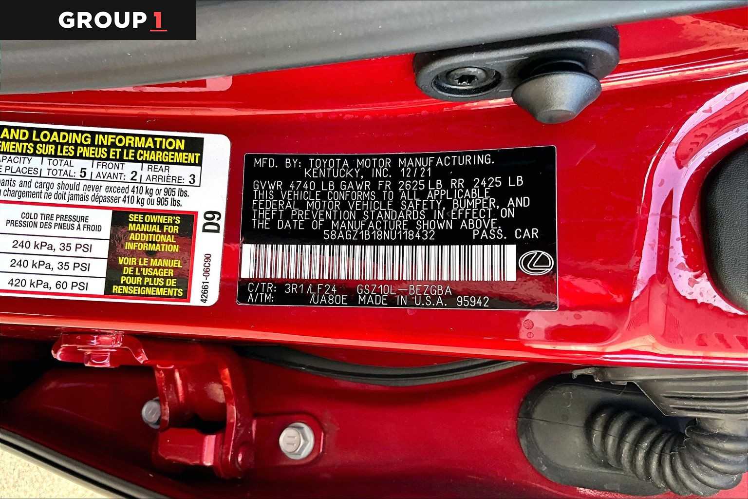 2022 Lexus ES F SPORT  Matador Red Mica at Lexus of Clear Lake