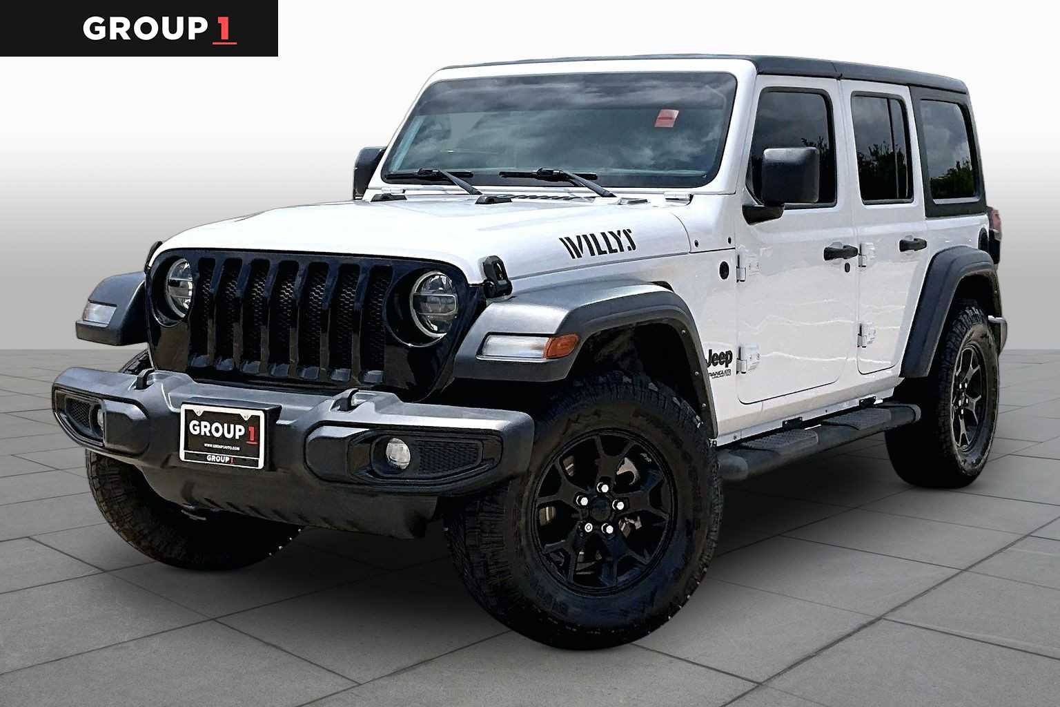 2021 Jeep Wrangler Unlimited Willys Bright White Clearcoat at Lexus Southwest Houston