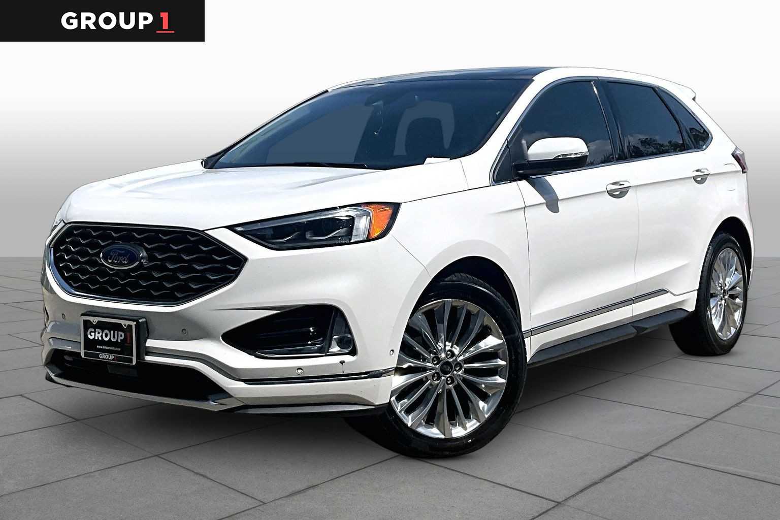 2020 Ford Edge Titanium Star White Metallic Tri-Coat at Tomball Ford