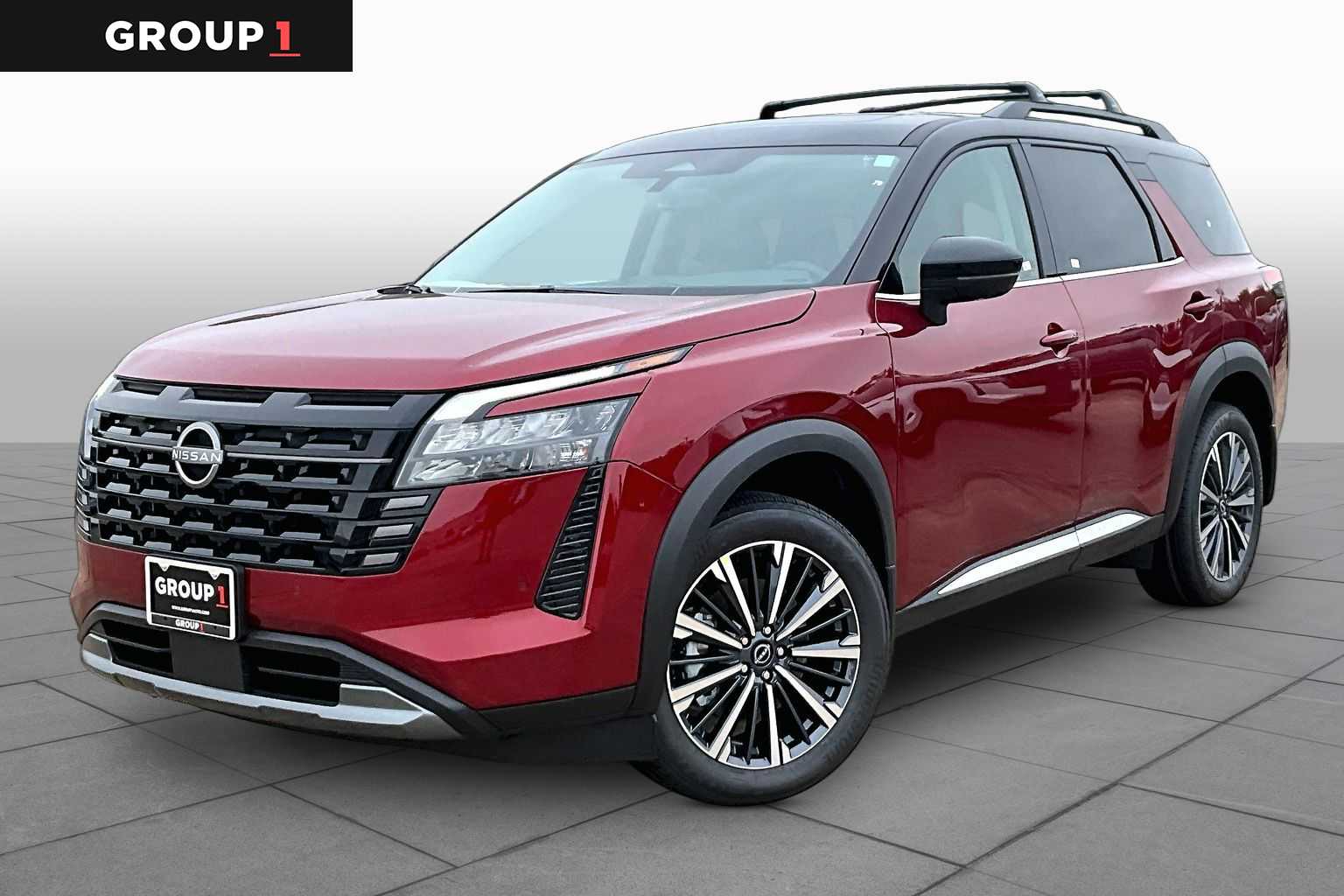 2026 Nissan Pathfinder Platinum Scarlet Ember Tintcoat/Super Black at Sterling McCall Nissan