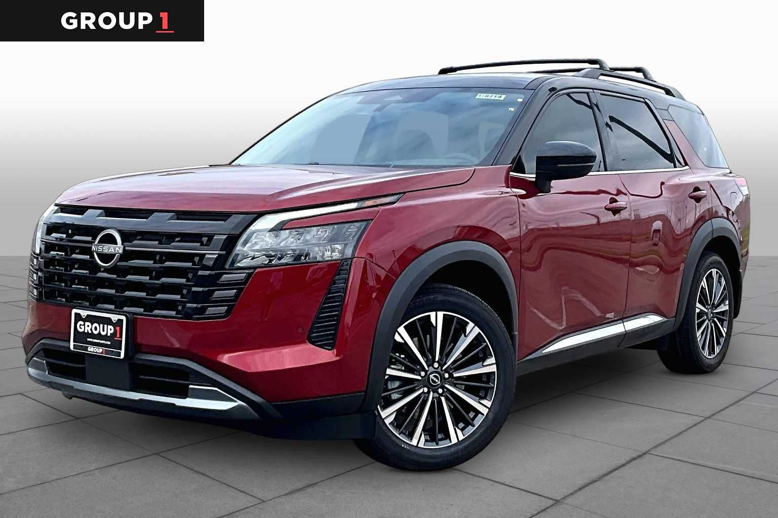 2026 Nissan Pathfinder Platinum Scarlet Ember Tintcoat/Super Black at Baytown Ford