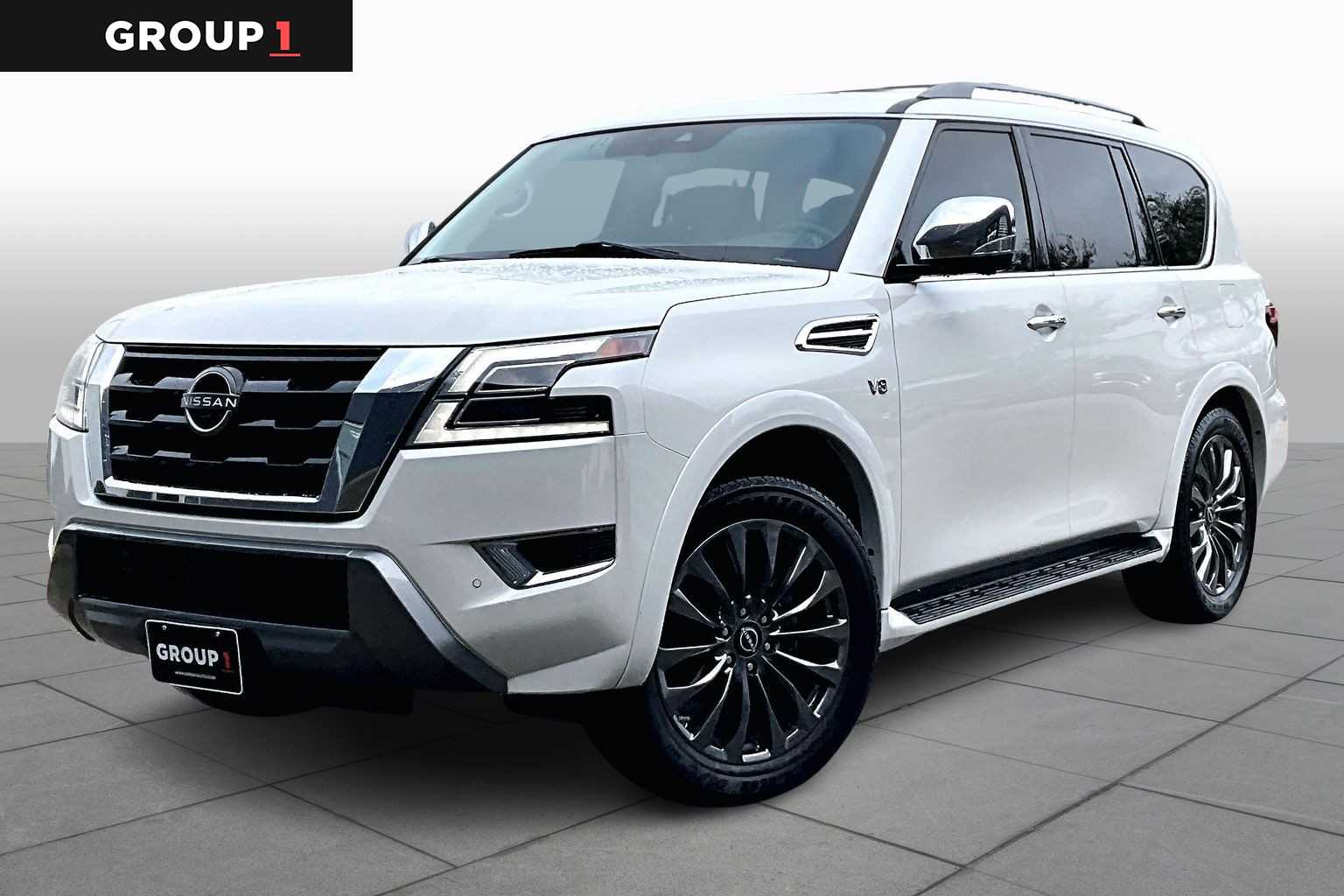 2022 Nissan Armada Platinum Aspen White TriCoat Pearl at AutoNation Toyota Gulf Fwy