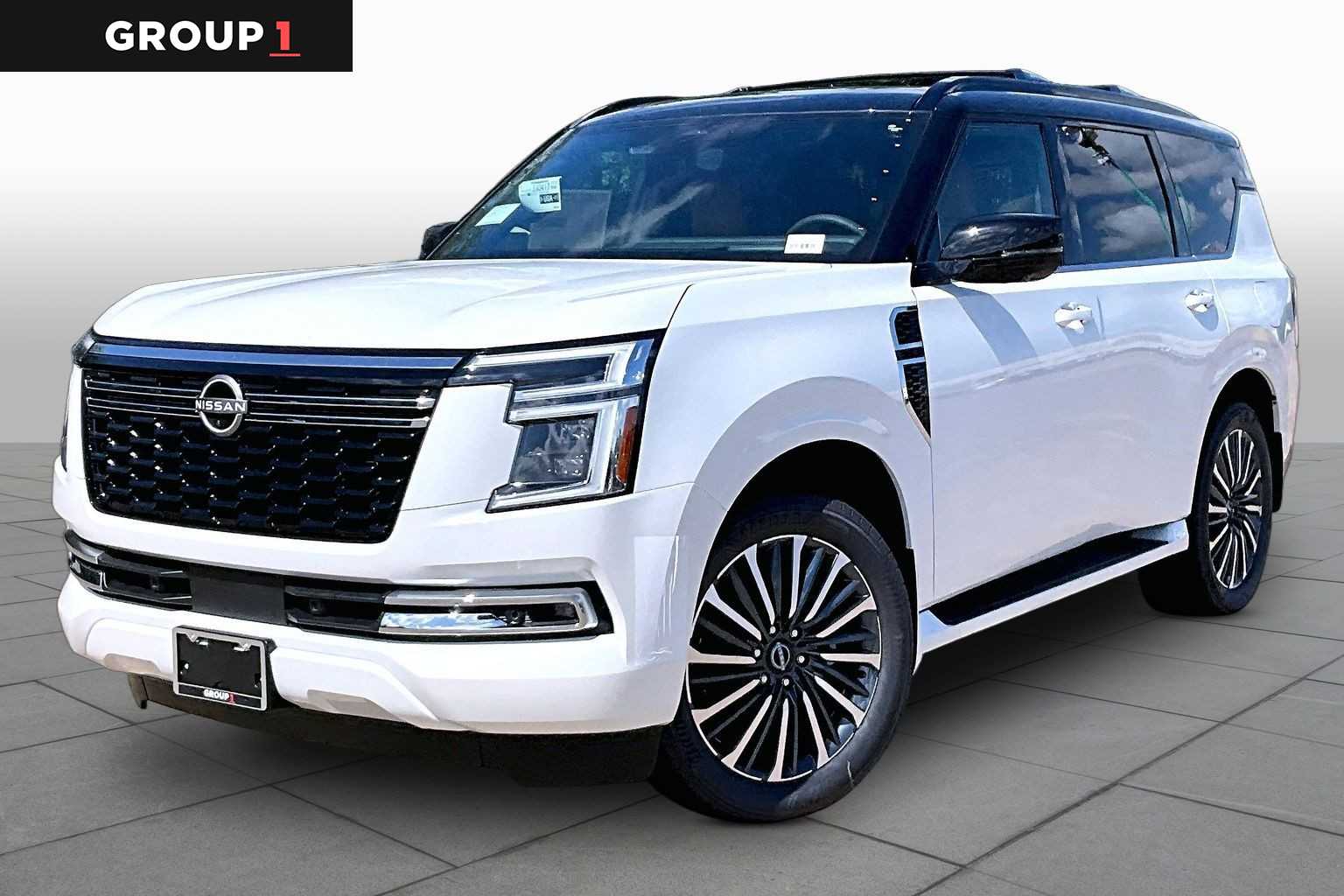 2026 Nissan Armada Platinum Reserve Everest White Pearl Tricoat/Super Black at Sterling McCall Nissan