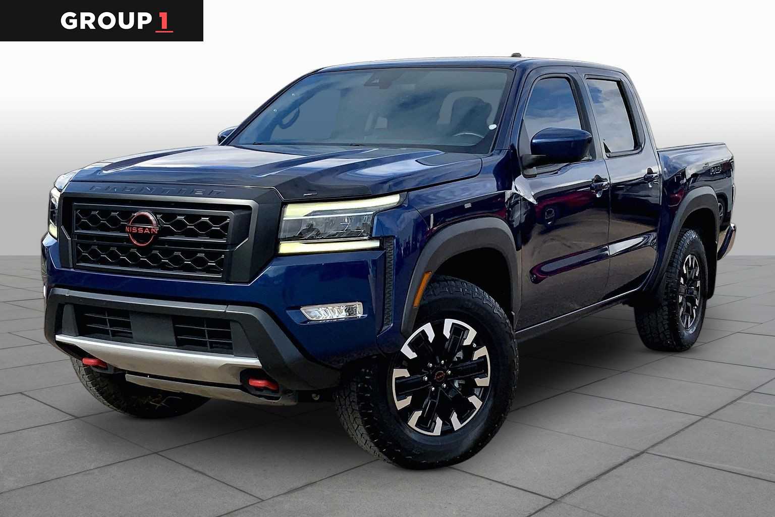 Deep Blue Pearl 2023 Nissan Frontier Pickup Truck Four-Wheel Drive 9-Speed Automatic
