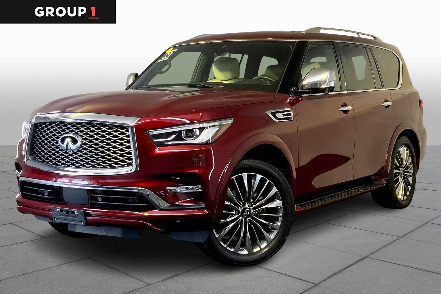 Coulis Red 2021 INFINITI QX80 Sensory 4WD SUV / Crossover All-Wheel Drive 7-Speed Automatic