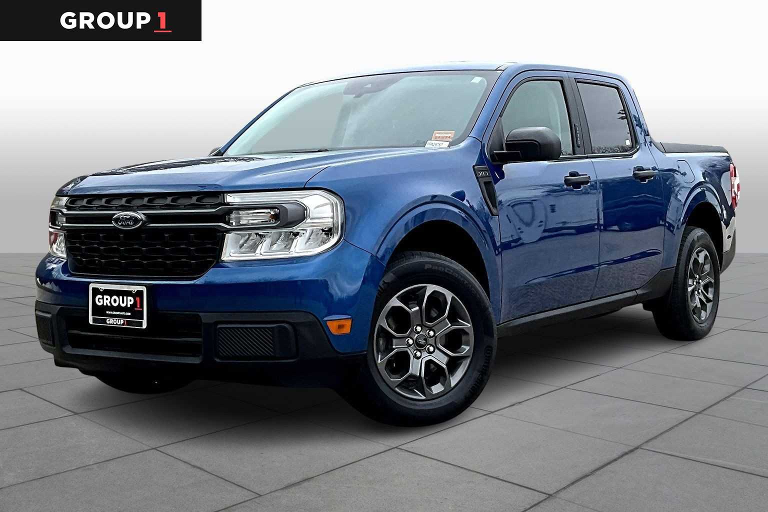 Atlas Blue Metallic 2023 Ford Maverick XLT SuperCrew AWD Pickup Truck All-Wheel Drive 8-Speed Automatic