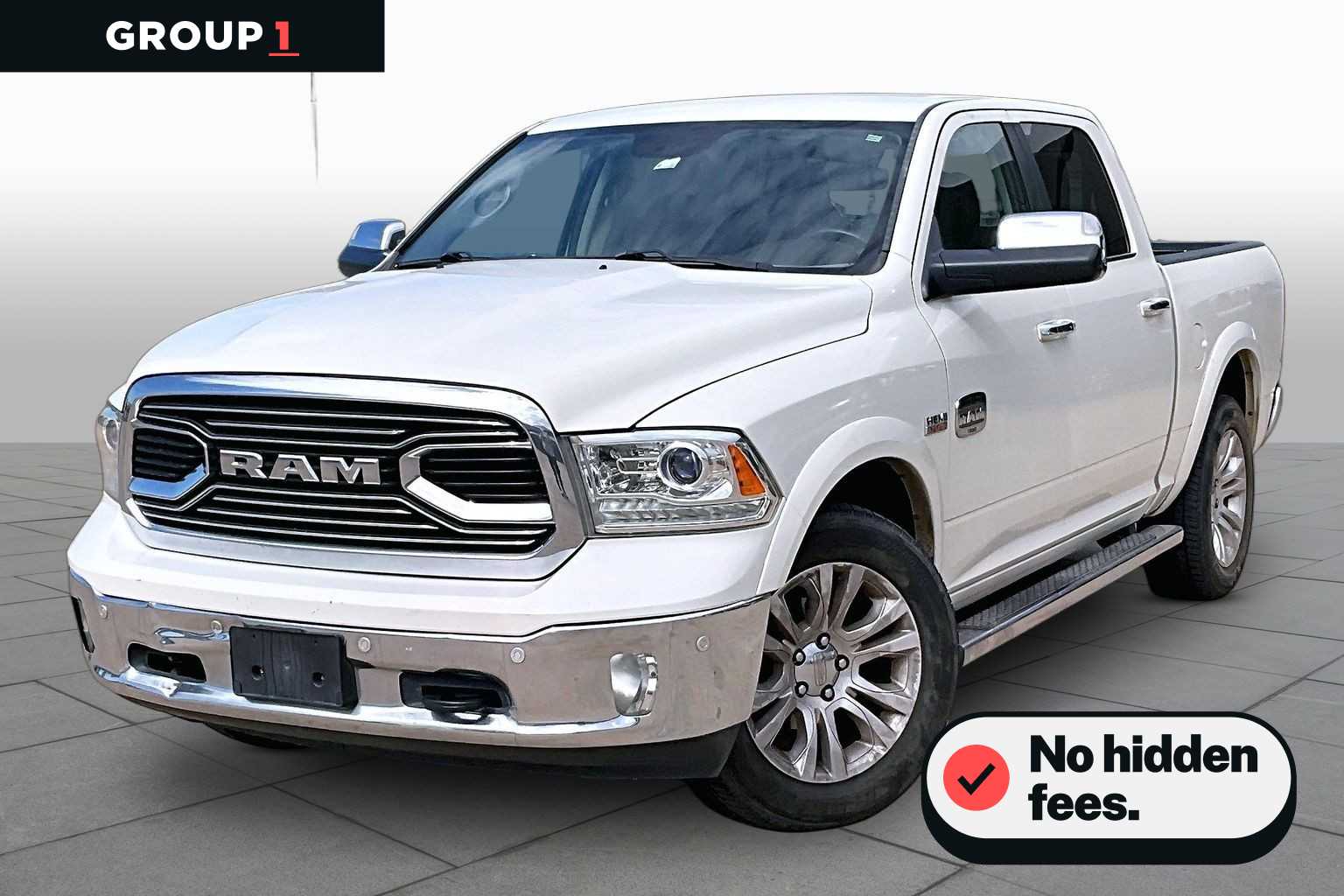 Pearl White 2017 RAM 1500 Pickup Truck Four-Wheel Drive 8-Speed Automatic