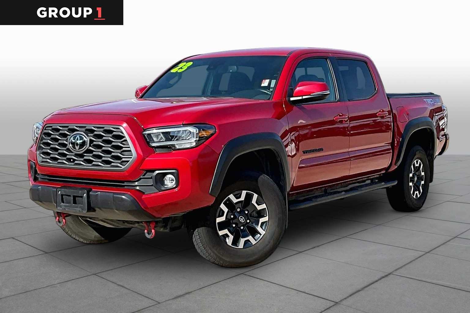 Barcelona Red Metallic 2023 Toyota Tacoma TRD Off Road Double Cab 4WD Pickup Truck Four-Wheel Drive Manual