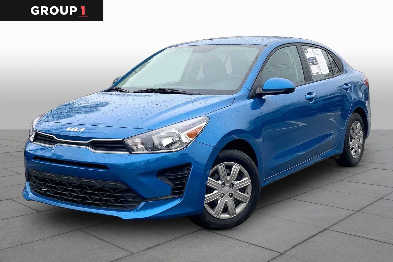 Sporty Blue 2023 Kia Rio S FWD Sedan Front-Wheel Drive Continuously Variable Transmission