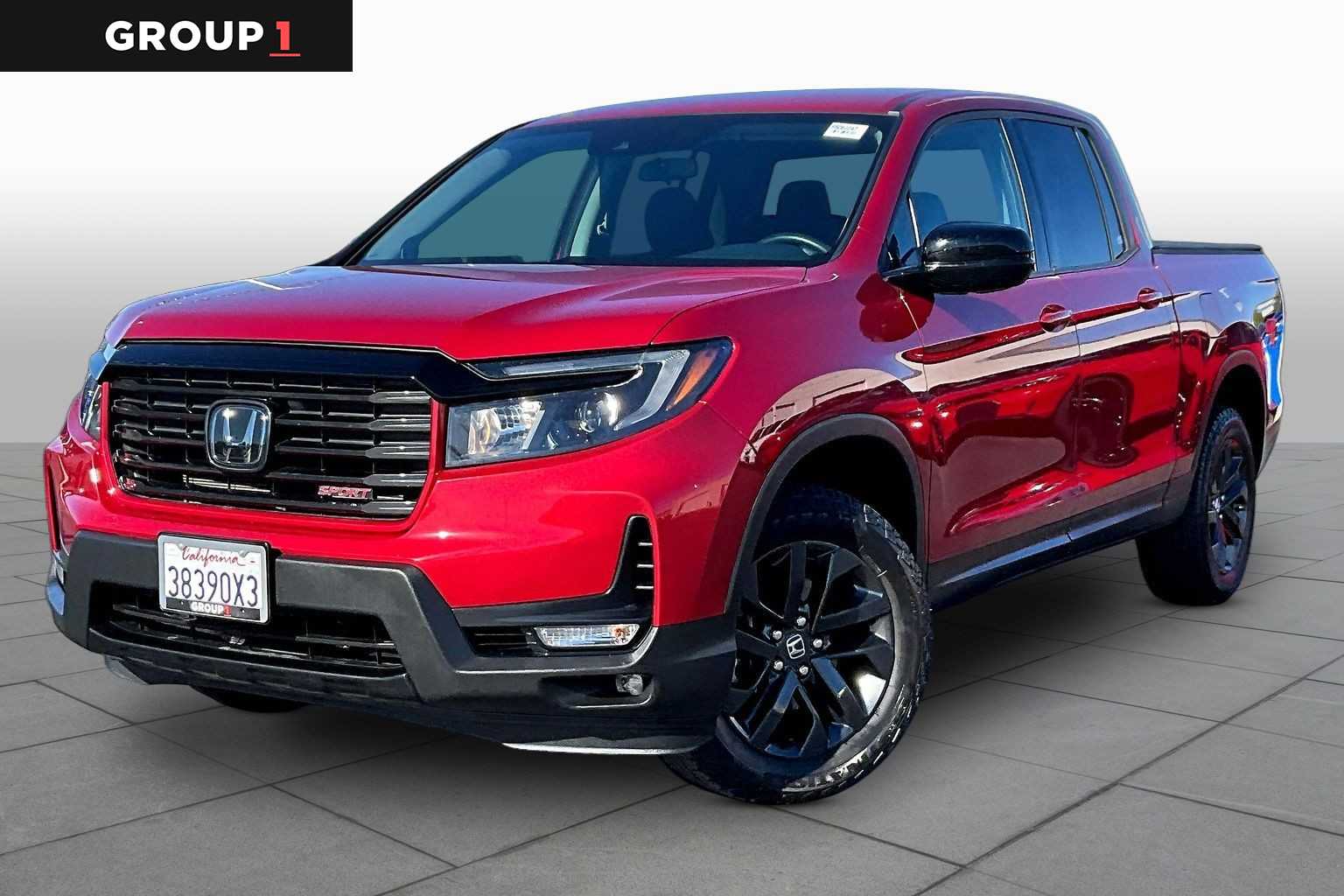 Radiant Red Metallic II 2023 Honda Ridgeline Sport AWD Pickup Truck All-Wheel Drive 9-Speed Automatic