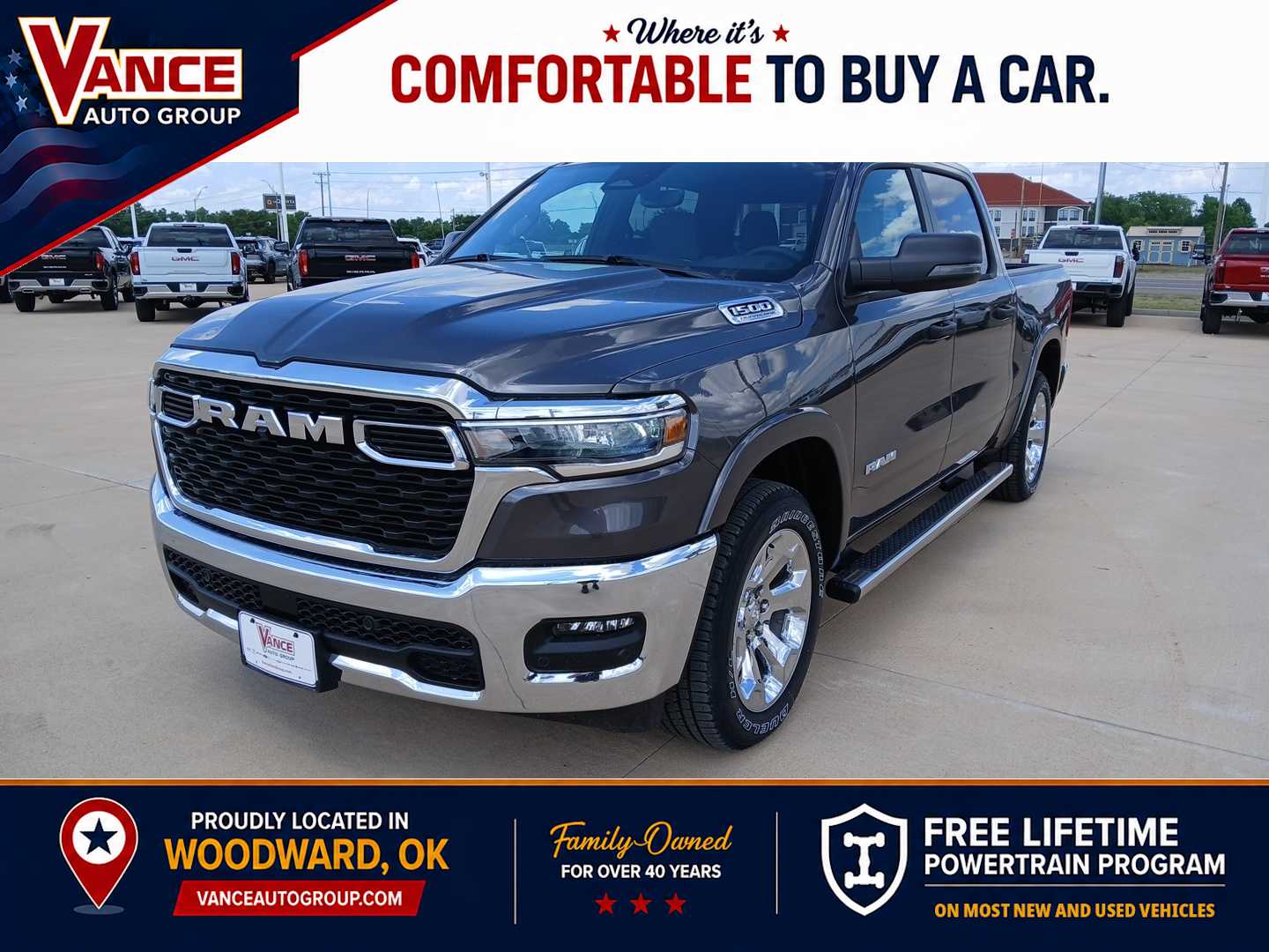 Gray (Granite Crystal Metallic Clearcoat) 2026 RAM 1500 Lone Star Crew Cab 4WD Pickup Truck Four-Wheel Drive 8-Speed Automatic