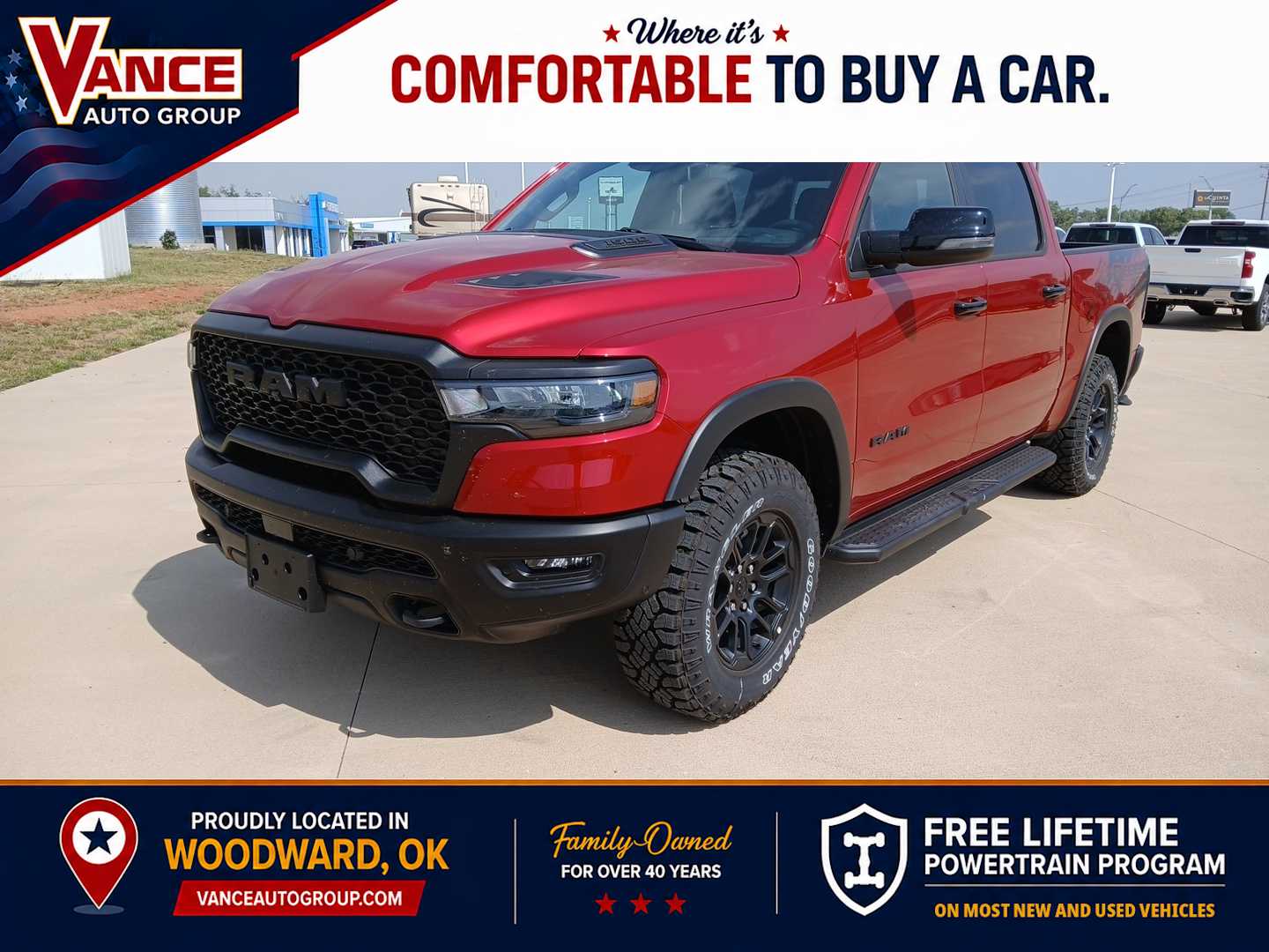 Molten Red Pearlcoat 2026 RAM 1500 Rebel Crew Cab 4WD Pickup Truck Four-Wheel Drive 8-Speed Automatic