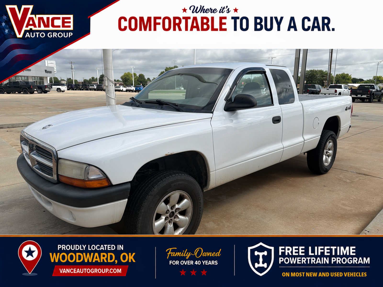 Bright White 2004 Dodge Dakota Pickup Truck Four-Wheel Drive Automatic