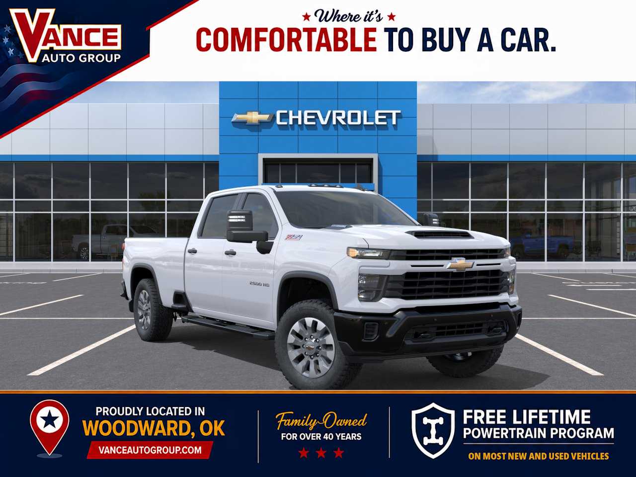 Summit White 2026 Chevrolet Silverado 2500HD Custom Crew Cab 4WD Pickup Truck Four-Wheel Drive Automatic