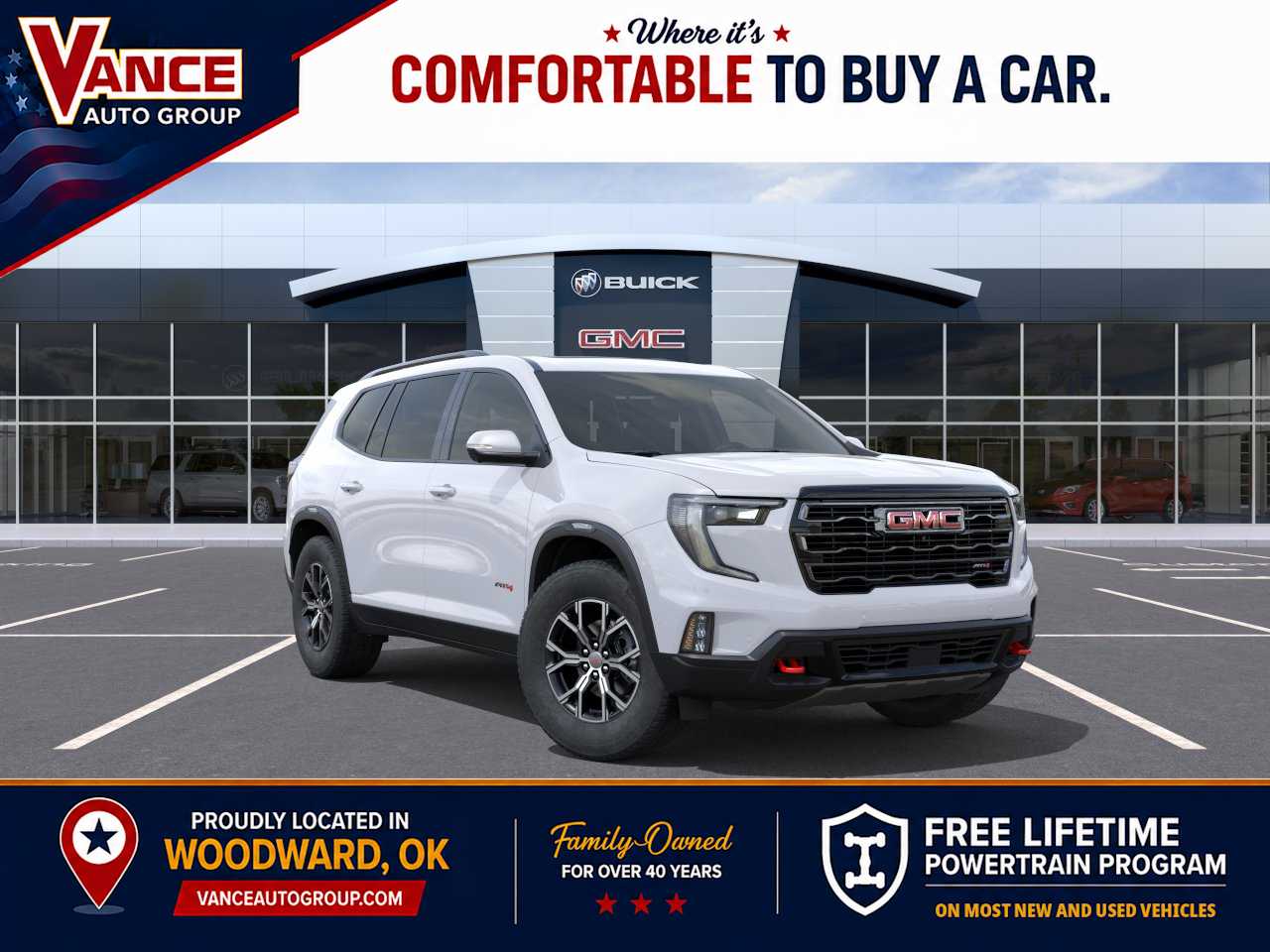 Summit White 2026 GMC Acadia AT4 AWD SUV / Crossover Four-Wheel Drive 8-Speed Automatic