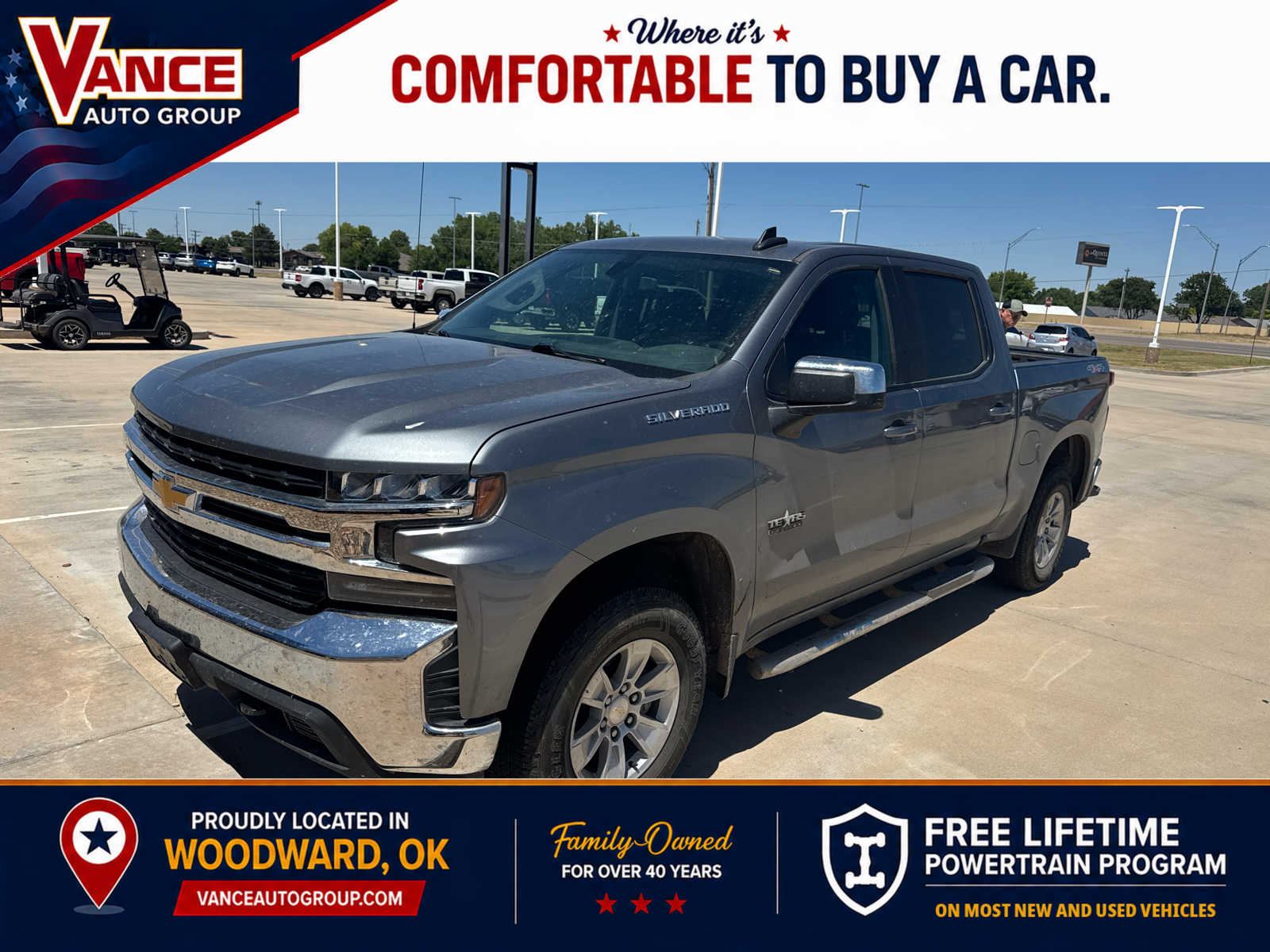 Gray (Satin Steel Metallic) 2019 Chevrolet Silverado 1500 LT Crew Cab 4WD Pickup Truck Four-Wheel Drive 8-Speed Automatic