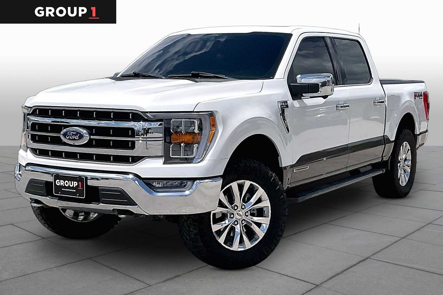 2021 Ford F-150 LARIAT Star White Metallic Tri-Coat/Stone Gray at Tomball Ford