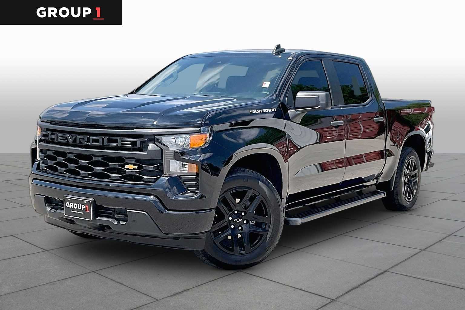 Black 2024 Chevrolet Silverado 1500 Custom Crew Cab RWD Pickup Truck 4X2 8-Speed Automatic
