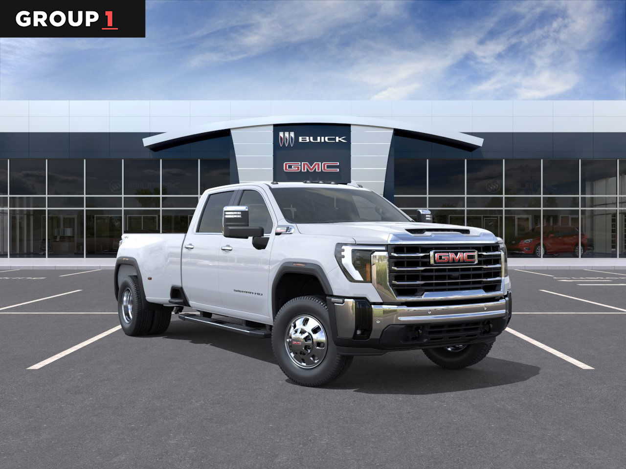 2026 GMC Sierra 3500HD SLT Glacier White Tricoat at Texan GMC Buick