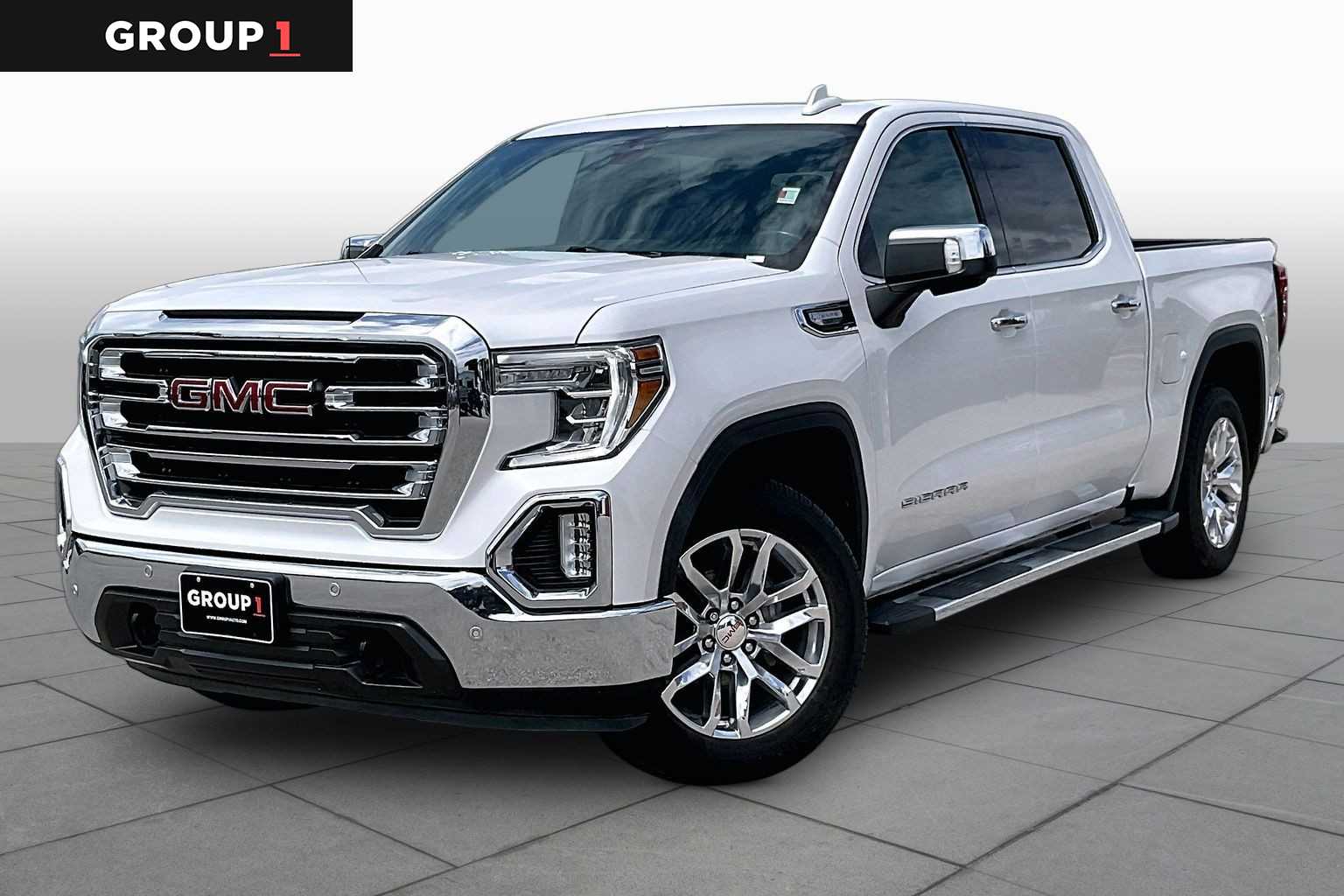 2021 GMC Sierra 1500 SLT White Frost Tricoat at Group 1 GMC Buick South