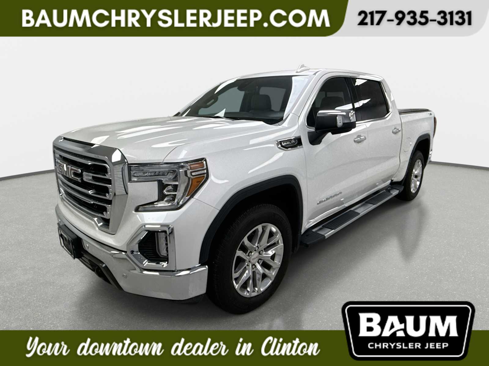 White Frost Tricoat 2021 GMC Sierra 1500 SLT Crew Cab 4WD Pickup Truck Four-Wheel Drive 8-Speed Automatic