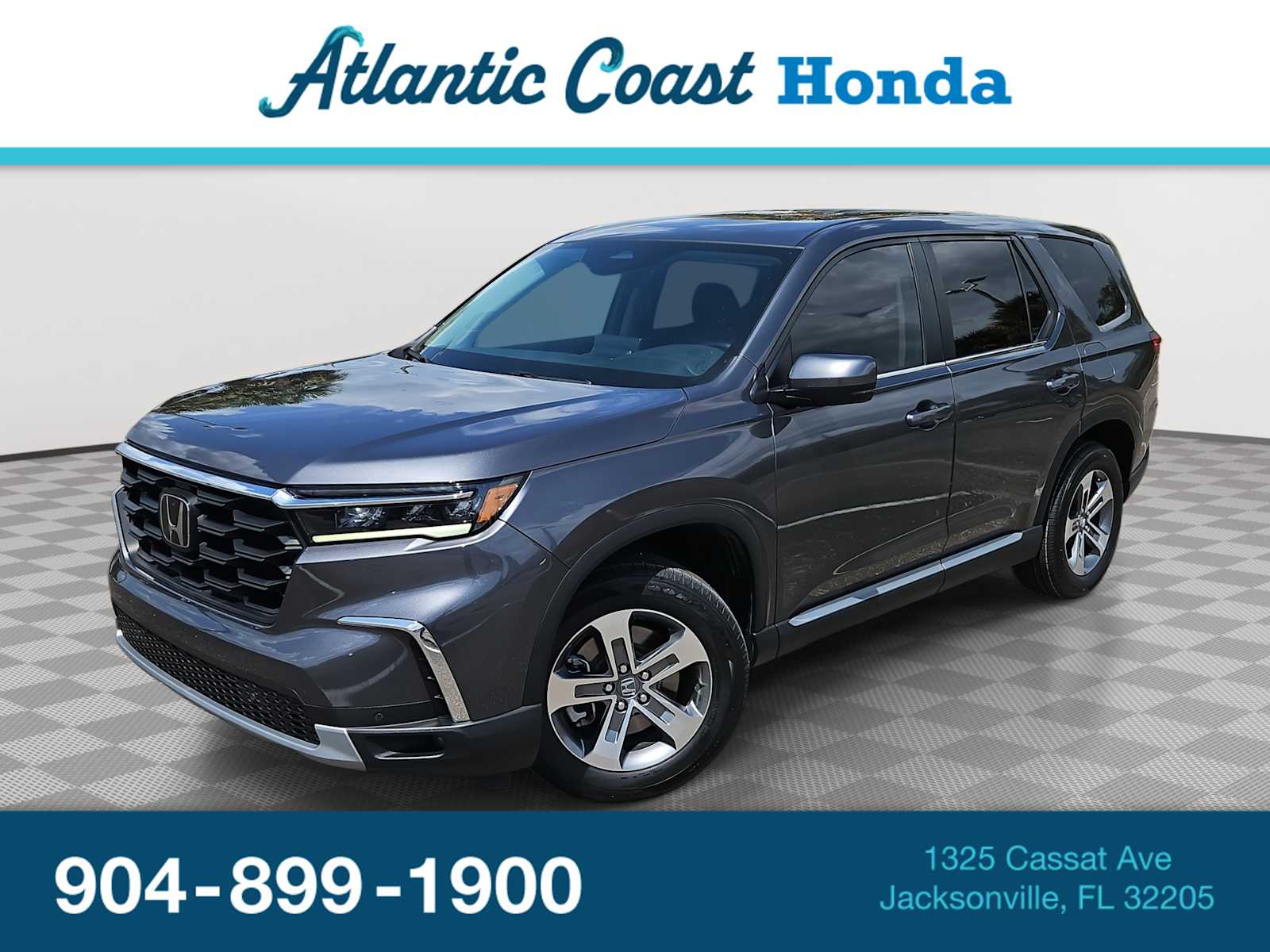 Gray 2023 Honda Pilot EX-L AWD with Captains Chairs SUV / Crossover All-Wheel Drive Automatic