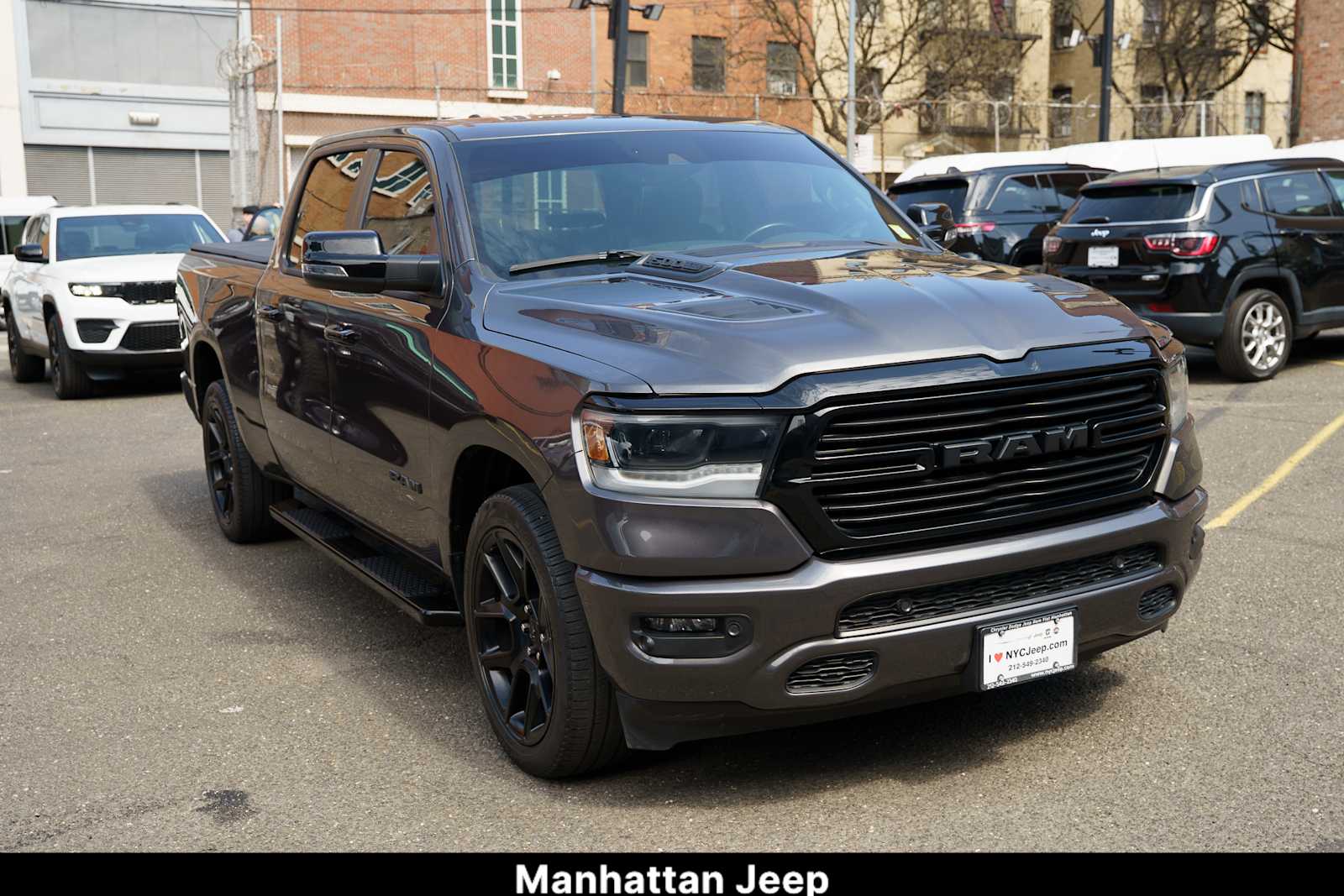 Gray (Granite Crystal Metallic Clearcoat) 2023 RAM 1500 Laramie Crew Cab 4WD Pickup Truck Four-Wheel Drive 8-Speed Automatic