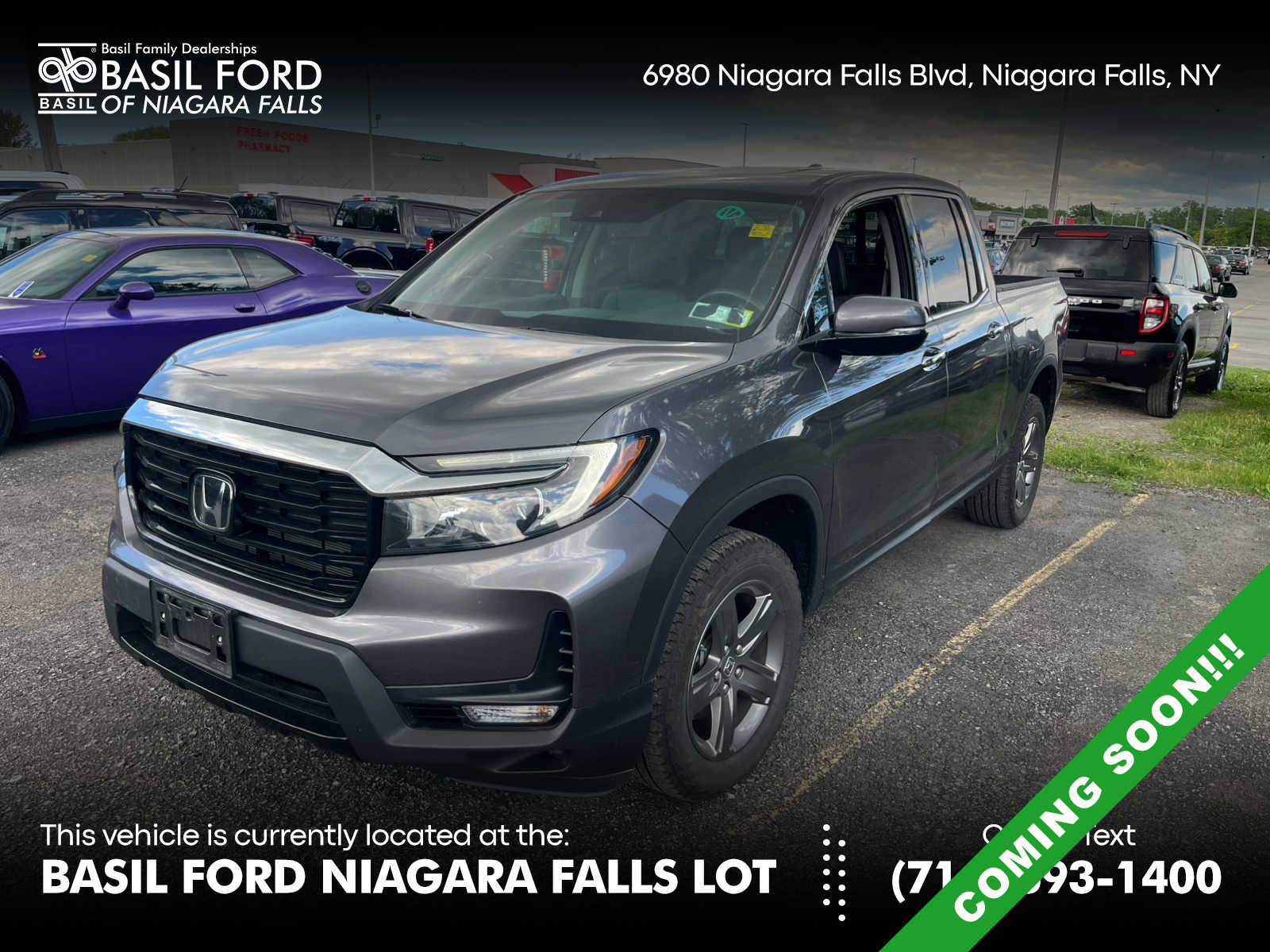 Gray (Modern Steel Metallic) 2023 Honda Ridgeline RTL-E AWD Pickup Truck All-Wheel Drive 9-Speed Automatic
