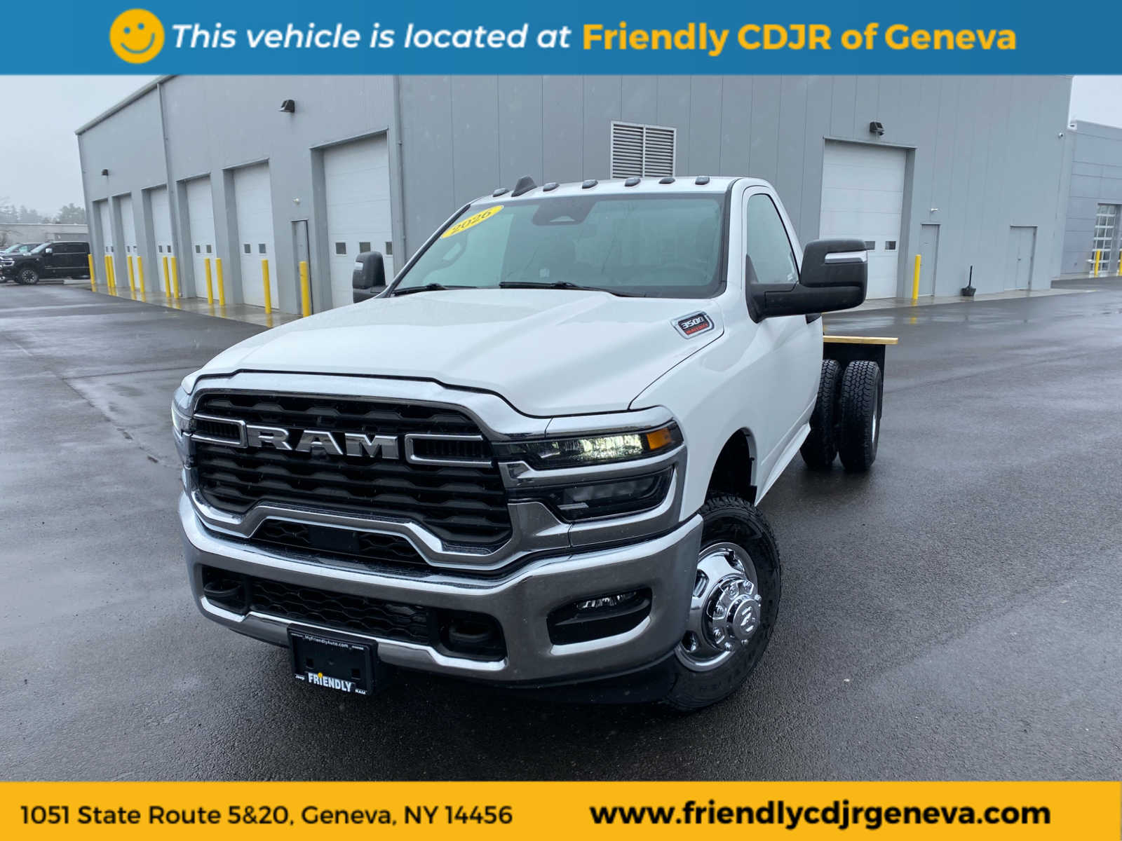 Bright White Clearcoat 2026 RAM 3500 Chassis Tradesman Regular Cab DRW 4WD Pickup Truck Four-Wheel Drive 8-Speed Automatic