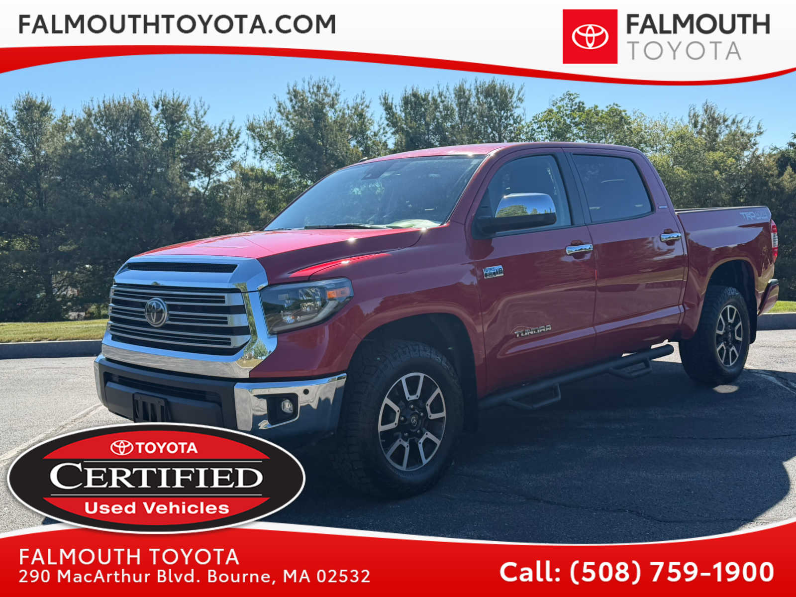 Barcelona Red Metallic 2019 Toyota Tundra Limited CrewMax 5.7L 4WD Pickup Truck Four-Wheel Drive 6-Speed Automatic