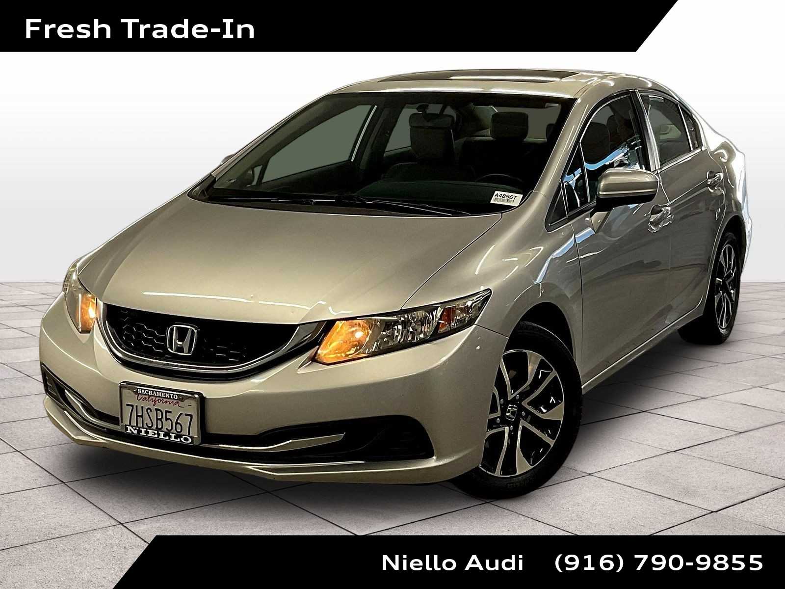 Alabaster Silver Metallic 2014 Honda Civic EX Sedan Front-Wheel Drive Continuously Variable Transmission