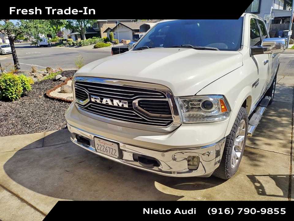 Pearl White 2016 RAM 1500 Laramie Longhorn Crew Cab 4WD Pickup Truck Four-Wheel Drive 8-Speed Automatic