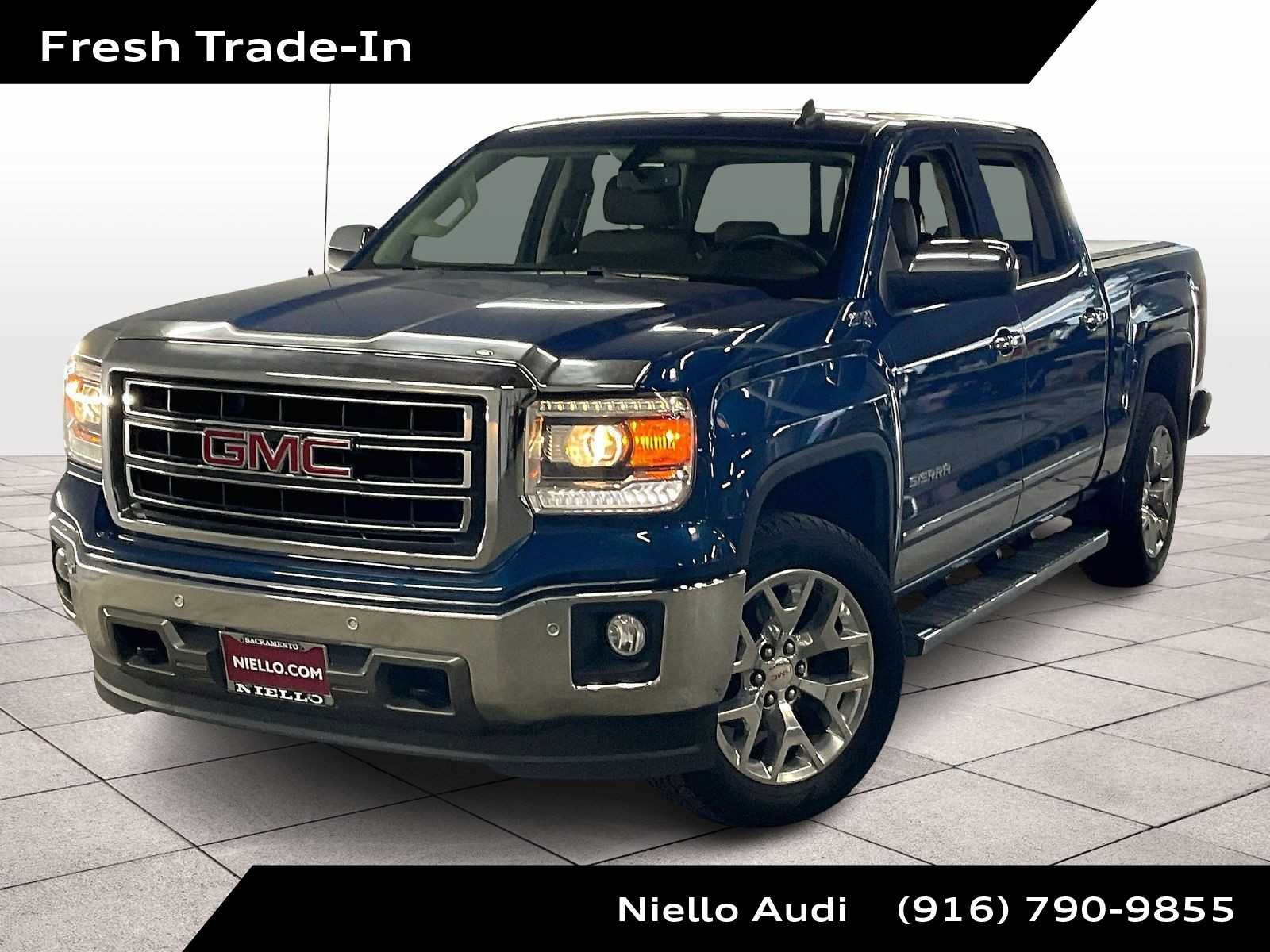 Stone Blue Metallic 2015 GMC Sierra 1500 SLT Crew Cab 4WD Pickup Truck Four-Wheel Drive 6-Speed Automatic